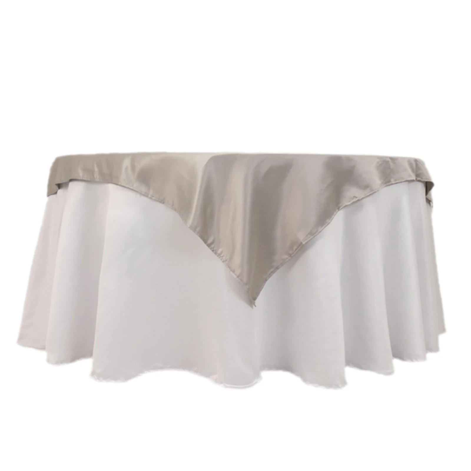 Lamour Satin Square Table Overlay 54"x54" Silver - Soft Tempered Sheen Table Topper - Image 7