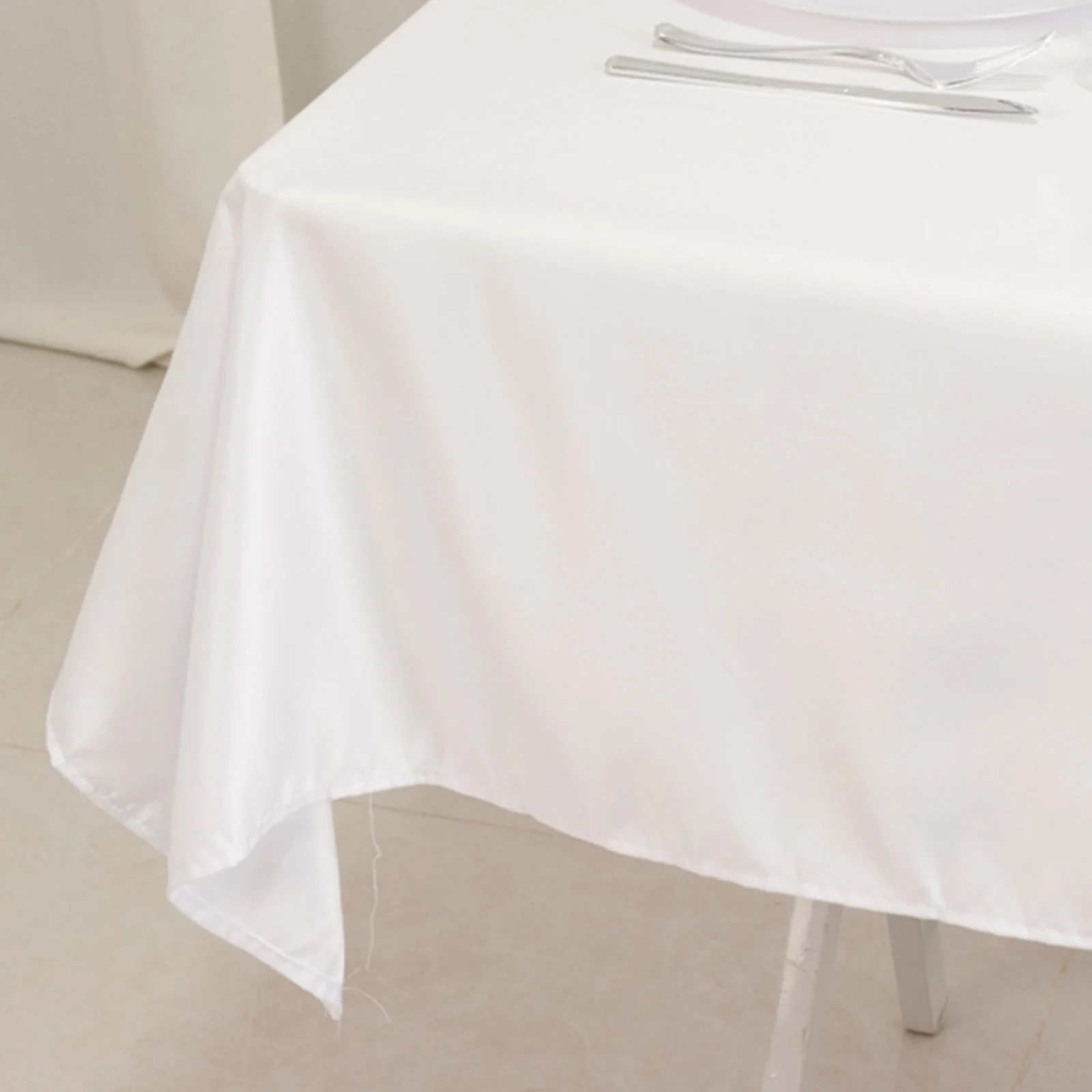 Lamour Satin Square Table Overlay 54"x54" White - Classy Table Topper with Soft Tempered Sheen for Upscale Occasions - Image 4