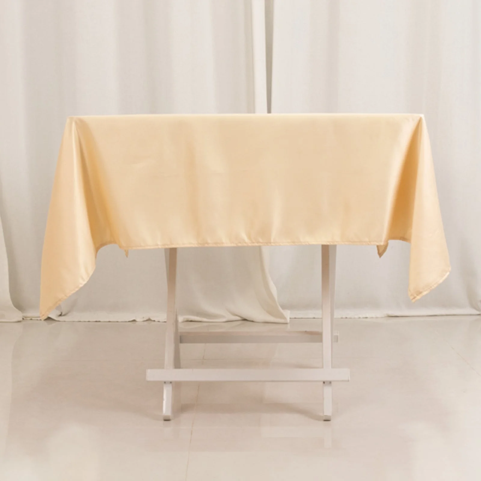 Lamour Satin Square Tablecloth 54"x54" Beige - Classy Silk-Like Table Cover - Image 8