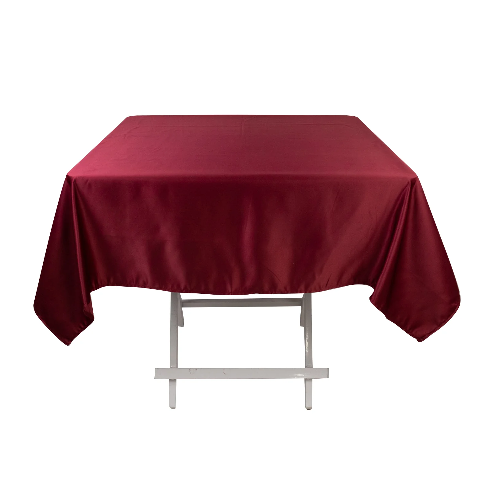 Lamour Satin Square Tablecloth 54"x54" Burgundy - Classy Silk-Like Table Cover - Image 3