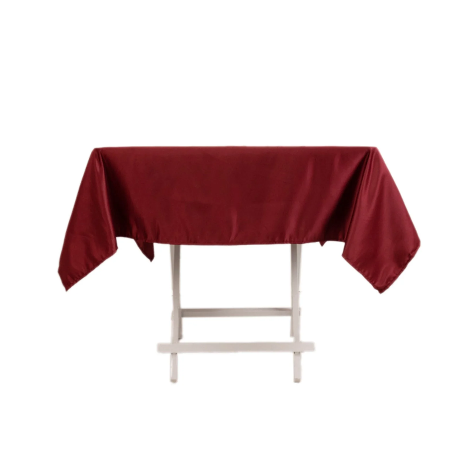 Lamour Satin Square Tablecloth 54"x54" Burgundy - Classy Silk-Like Table Cover - Image 7