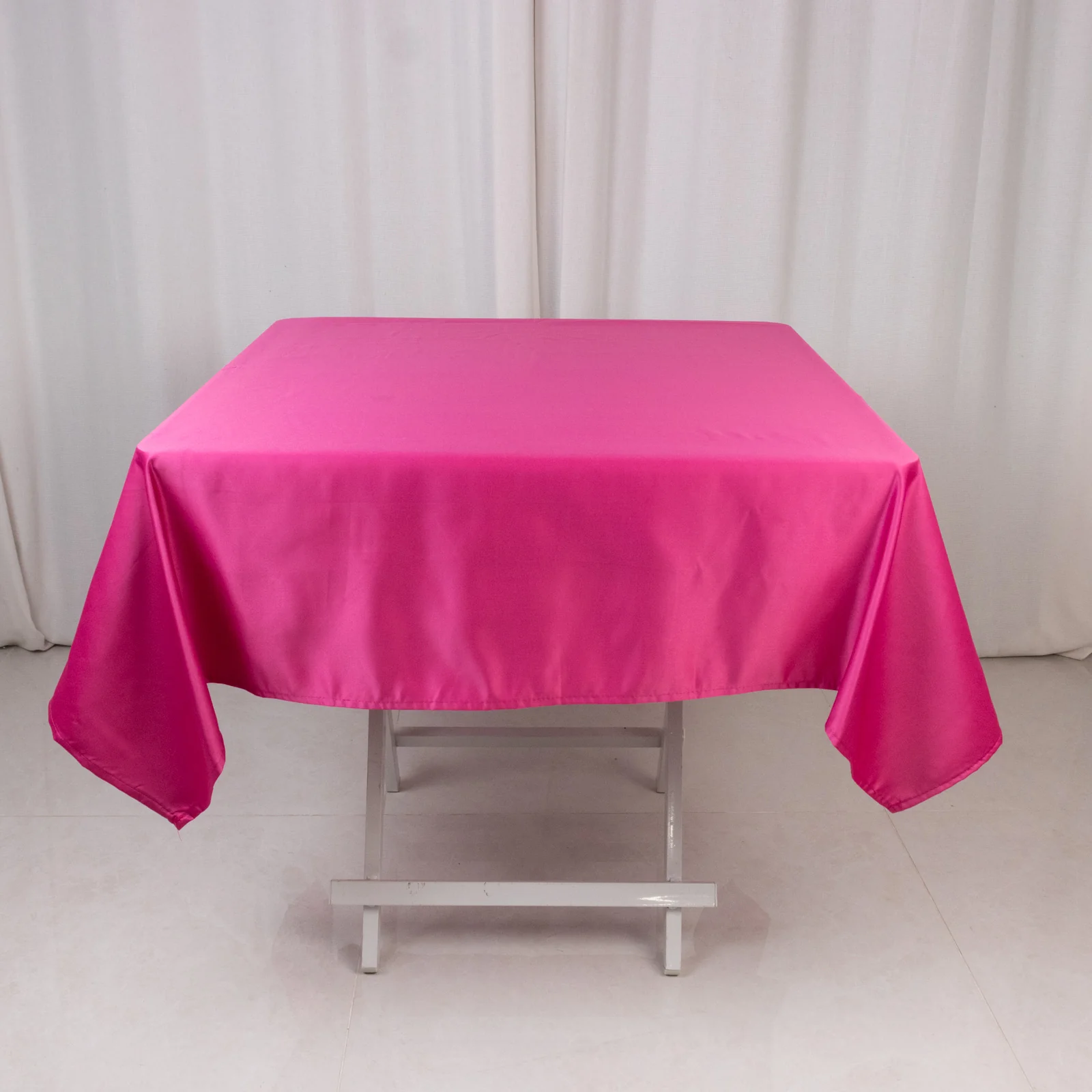 Lamour Satin Square Tablecloth 54"x54" Fuchsia - Classy Silk-Like Table Cover
