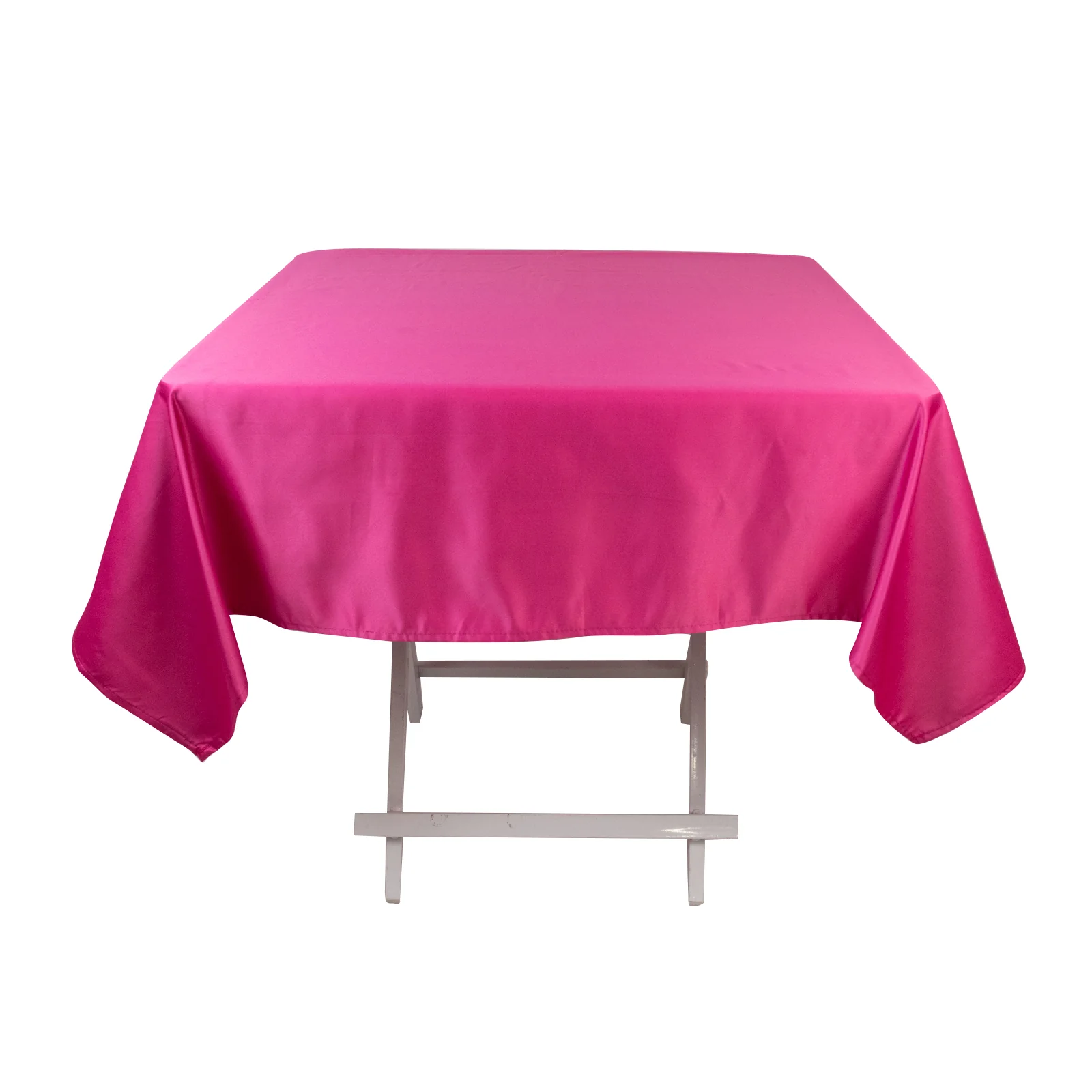Lamour Satin Square Tablecloth 54"x54" Fuchsia - Classy Silk-Like Table Cover - Image 3