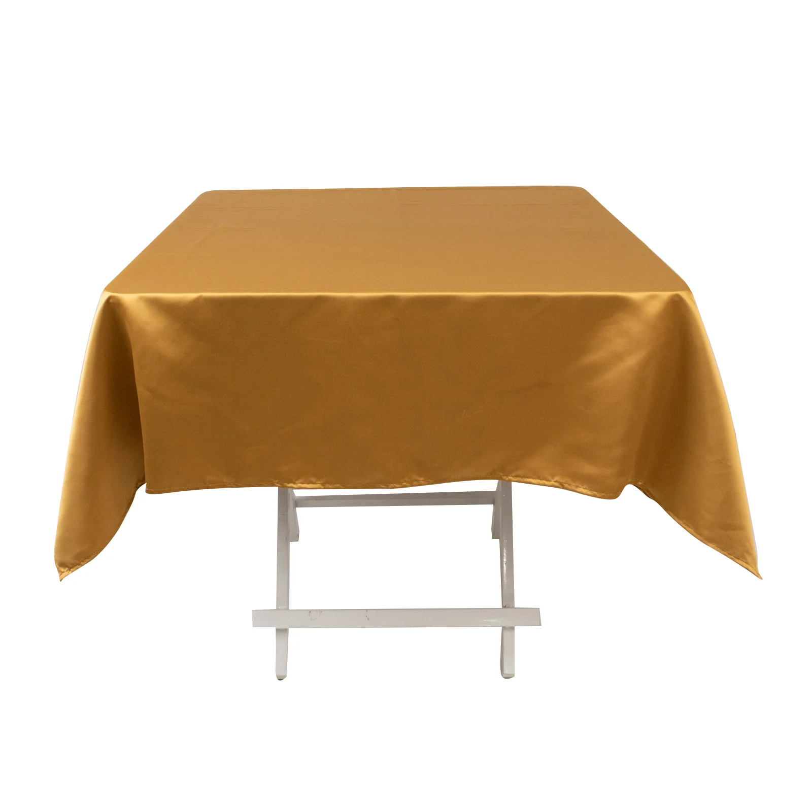 Lamour Satin Square Tablecloth 54"x54" Gold - Classy Table Cover with Soft Tempered Sheen for Upscale Occasions - Image 3