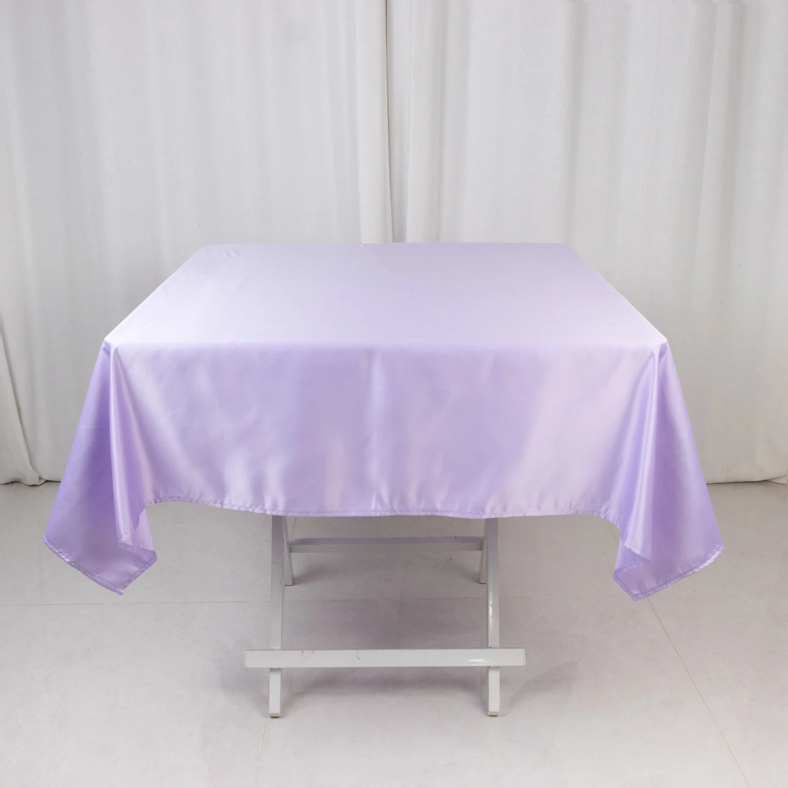 Lamour Satin Square Tablecloth 54"x54" Lavender Lilac - Classy Silk-Like Table Cover
