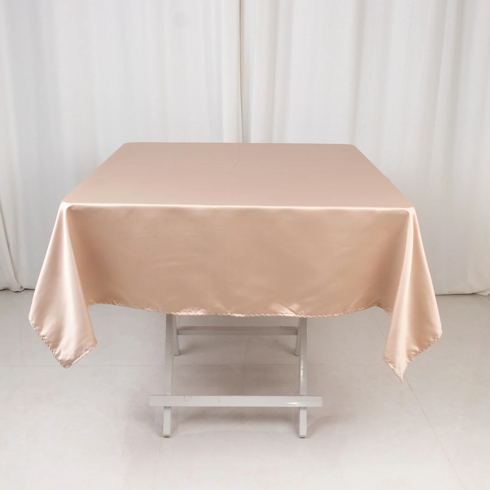 Lamour Satin Square Tablecloth 54"x54" Nude - Classy Silk-Like Table Cover