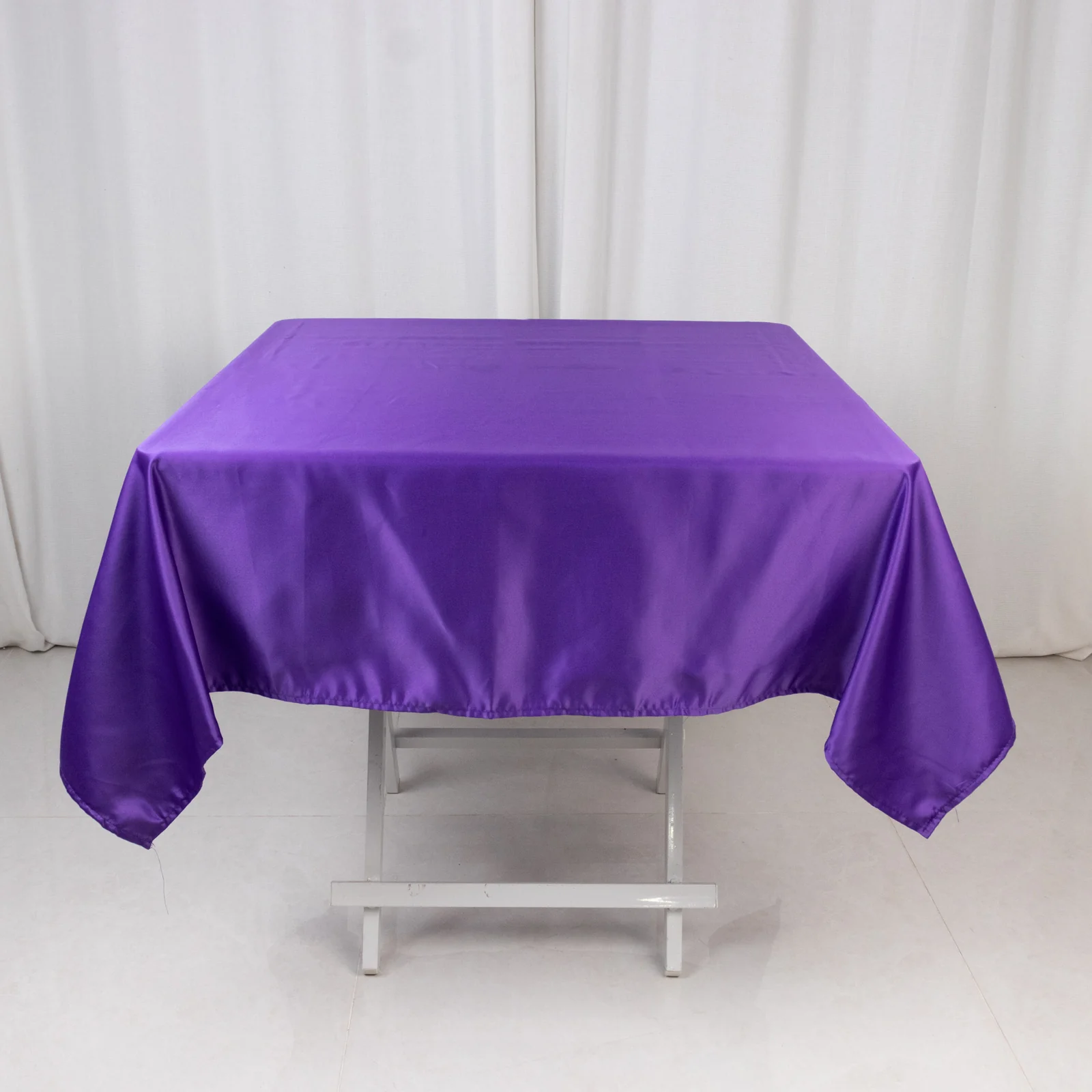 Lamour Satin Square Tablecloth 54"x54" Purple - Classy Silk-Like Table Cover