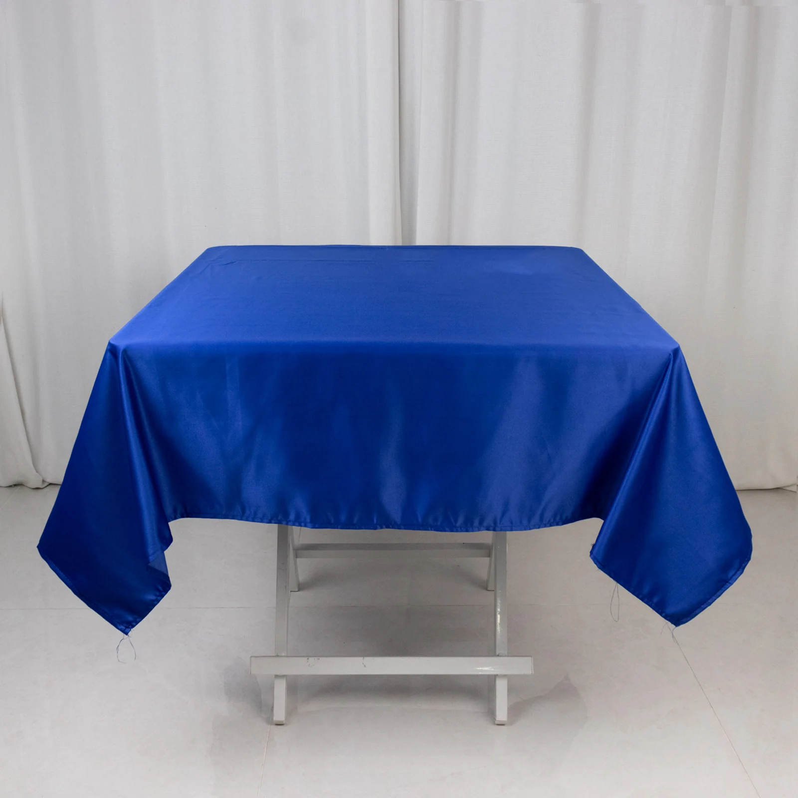 Lamour Satin Square Tablecloth 54"x54" Royal Blue - Classy Silk-Like Table Cover