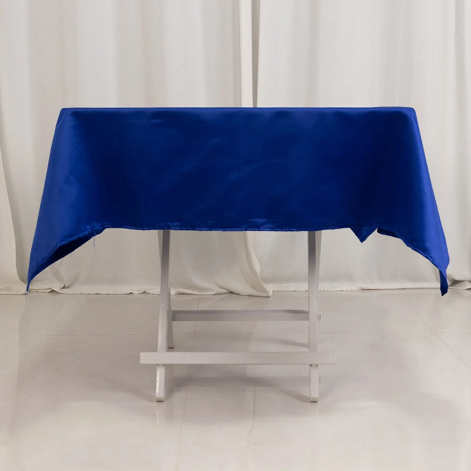 Lamour Satin Square Tablecloth 54"x54" Royal Blue - Classy Silk-Like Table Cover - Image 8