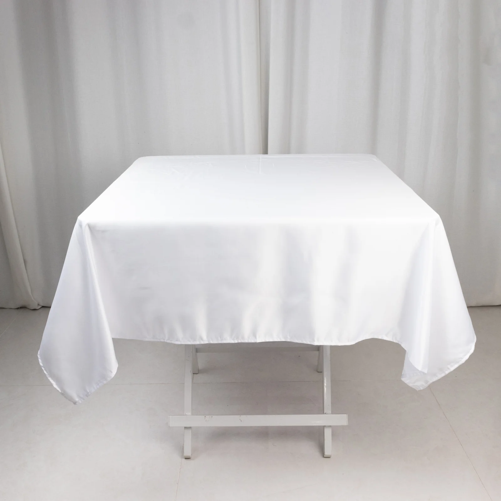 Lamour Satin Square Tablecloth 54"x54" White - Classy Table Cover with Soft Tempered Sheen for Upscale Occasions