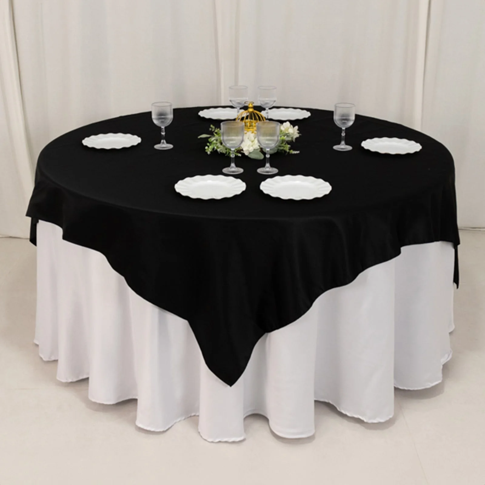 Lamour Satin Table Overlay 72"x72" Black with Smooth Finish - Image 5