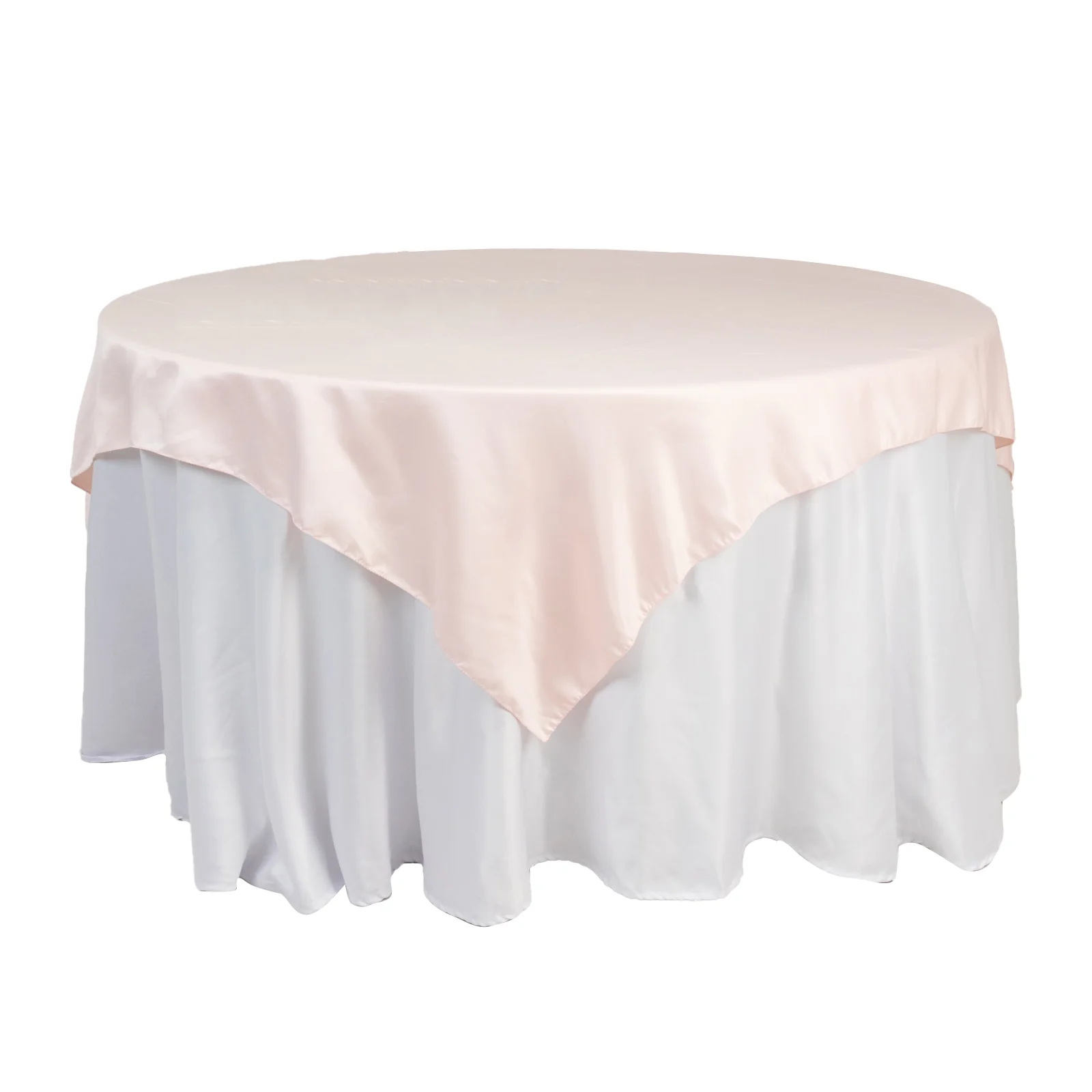 Lamour Satin Table Overlay 72"x72" Blush with Smooth Finish - Image 3