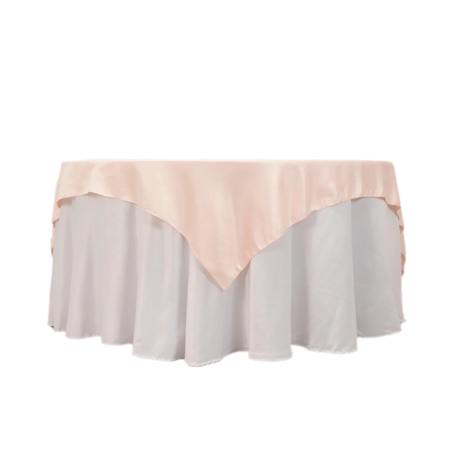 Lamour Satin Table Overlay 72"x72" Blush with Smooth Finish - Image 7