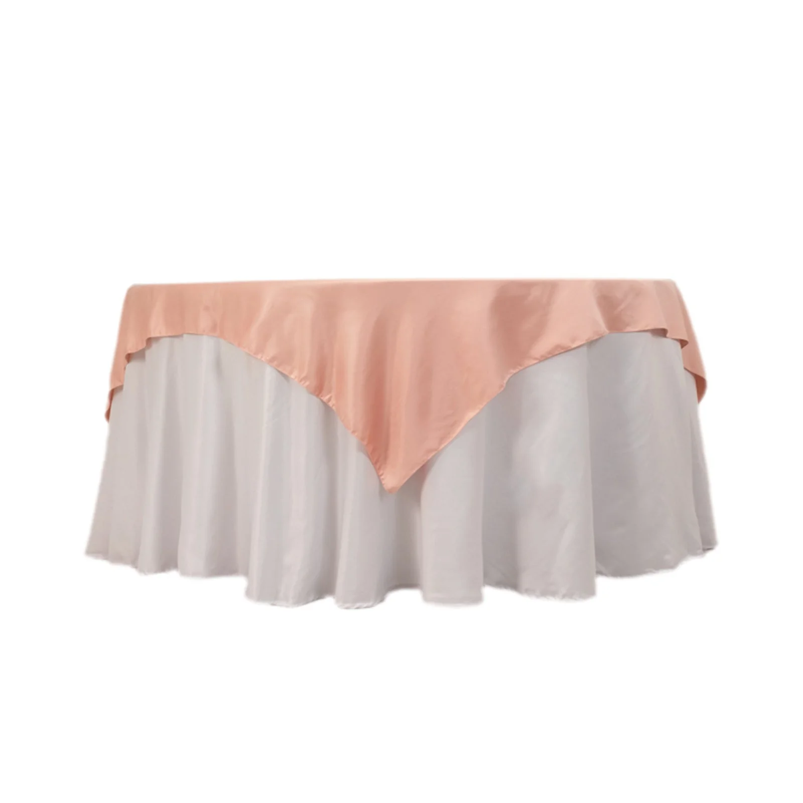 Lamour Satin Table Overlay 72"x72" Dusty Rose with Smooth Finish - Image 7