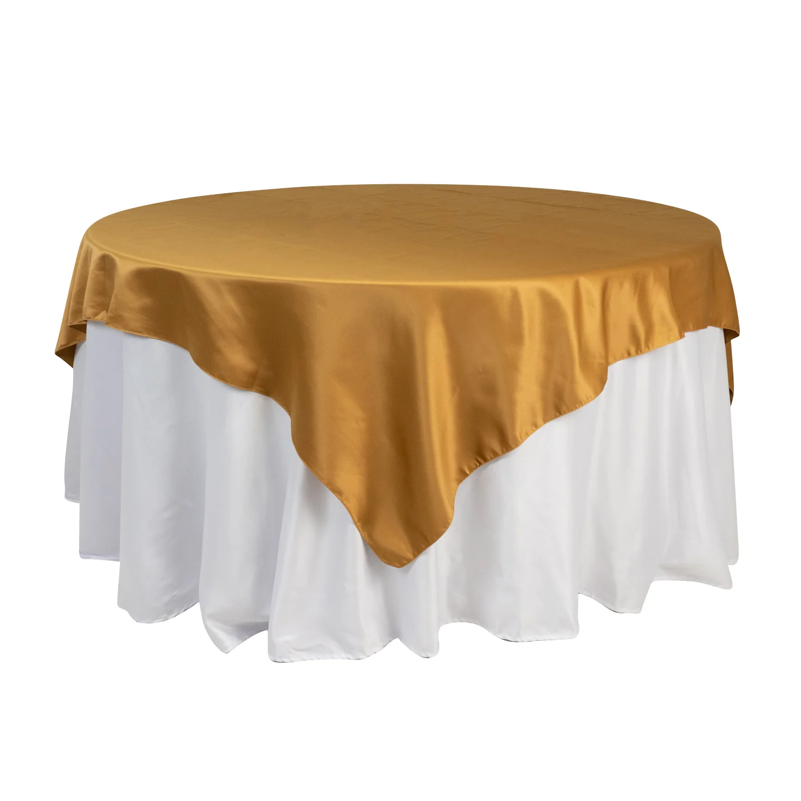 Lamour Satin Table Overlay 72"x72" Gold with Smooth Finish - Perfect for Wedding Receptions - Image 3
