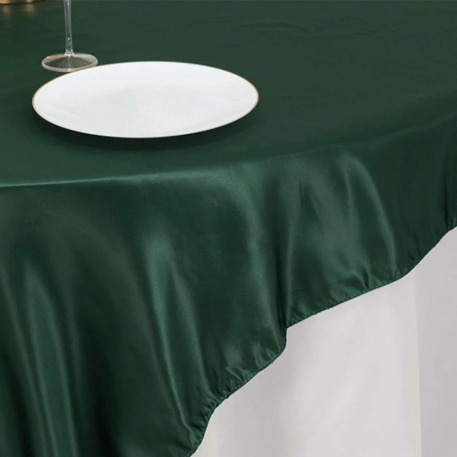 Lamour Satin Table Overlay 72"x72" Hunter Emerald Green with Smooth Finish - Image 7