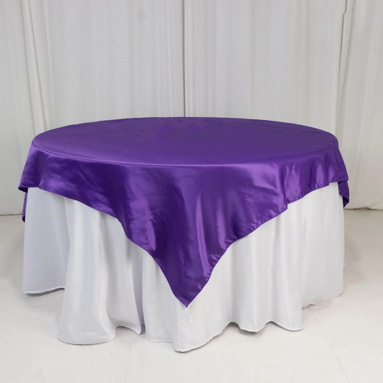 Lamour Satin Table Overlay 72"x72" Purple with Smooth Finish