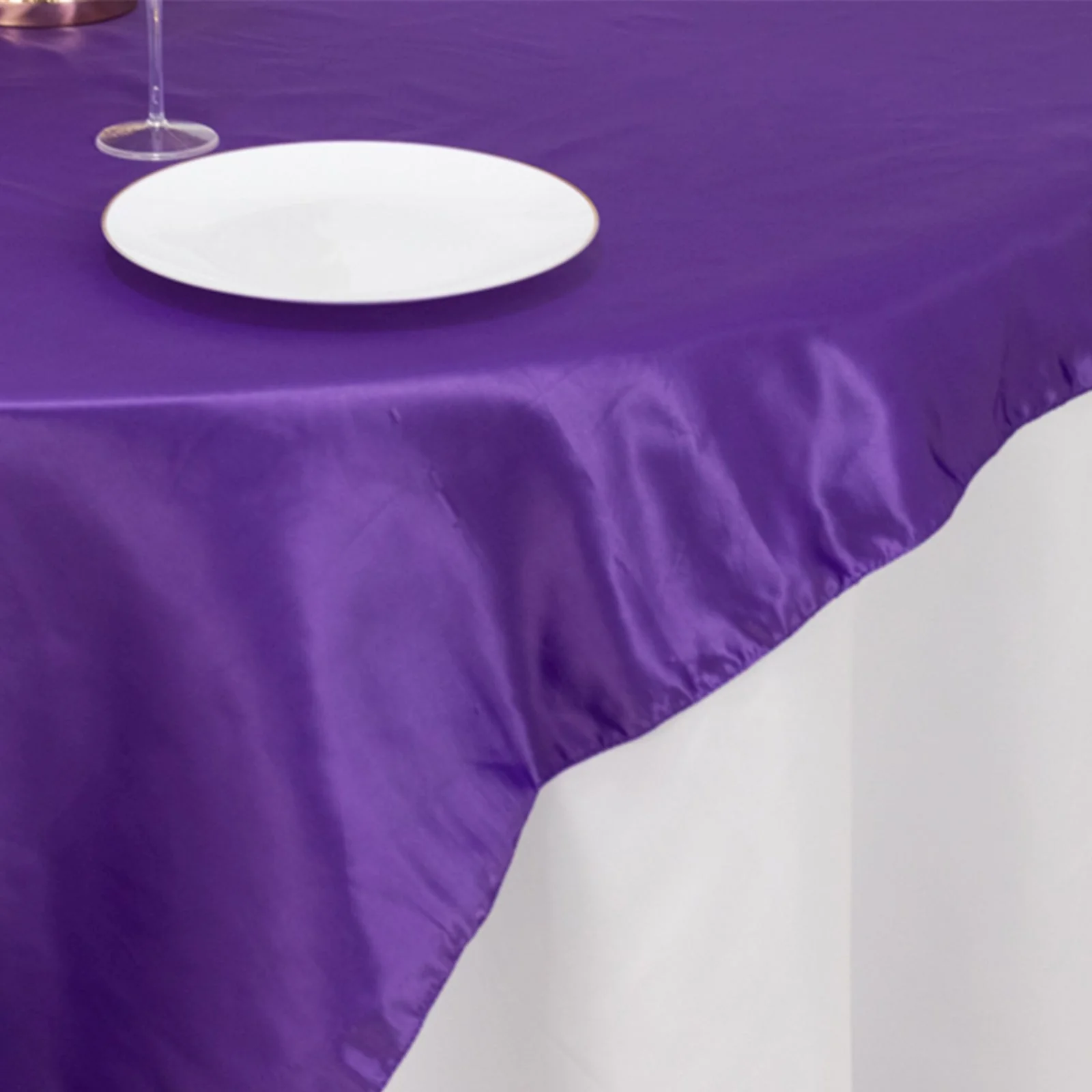 Lamour Satin Table Overlay 72"x72" Purple with Smooth Finish - Image 7