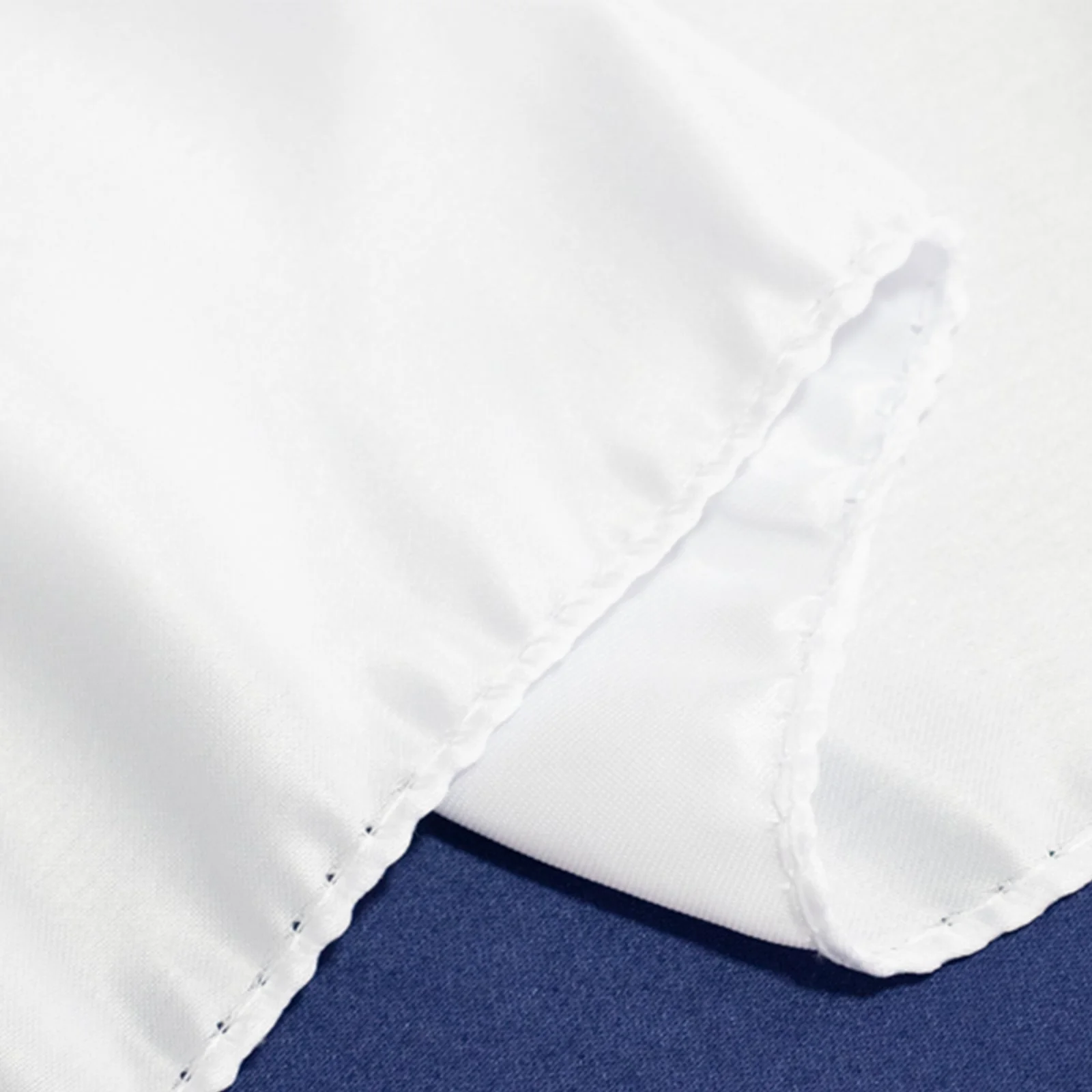 Lamour Satin Table Overlay 72"x72" White with Smooth Finish - Perfect for Wedding Receptions - Image 7