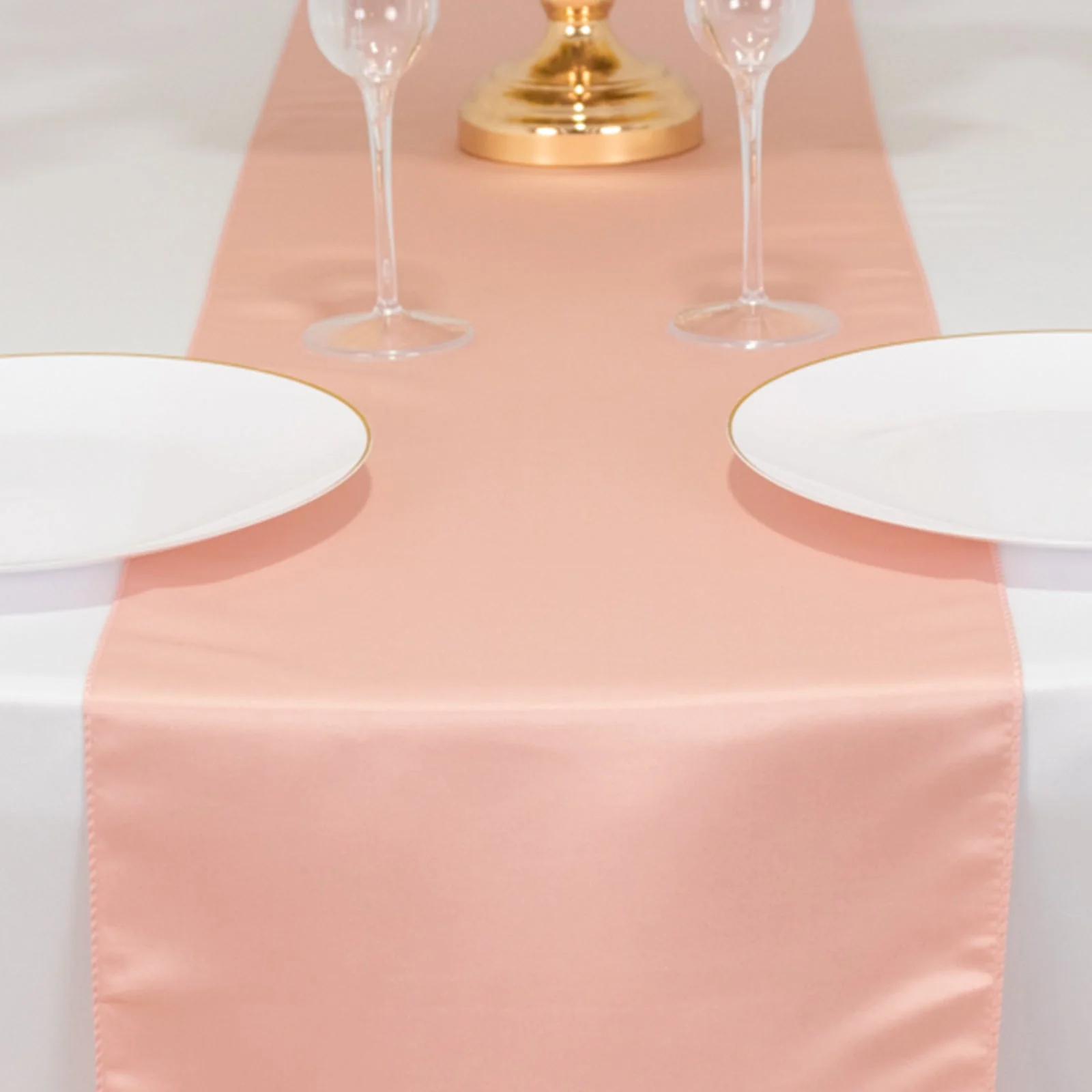 Lamour Satin Table Runner 12"x108" Dusty Rose - Lustrous Wedding Decor