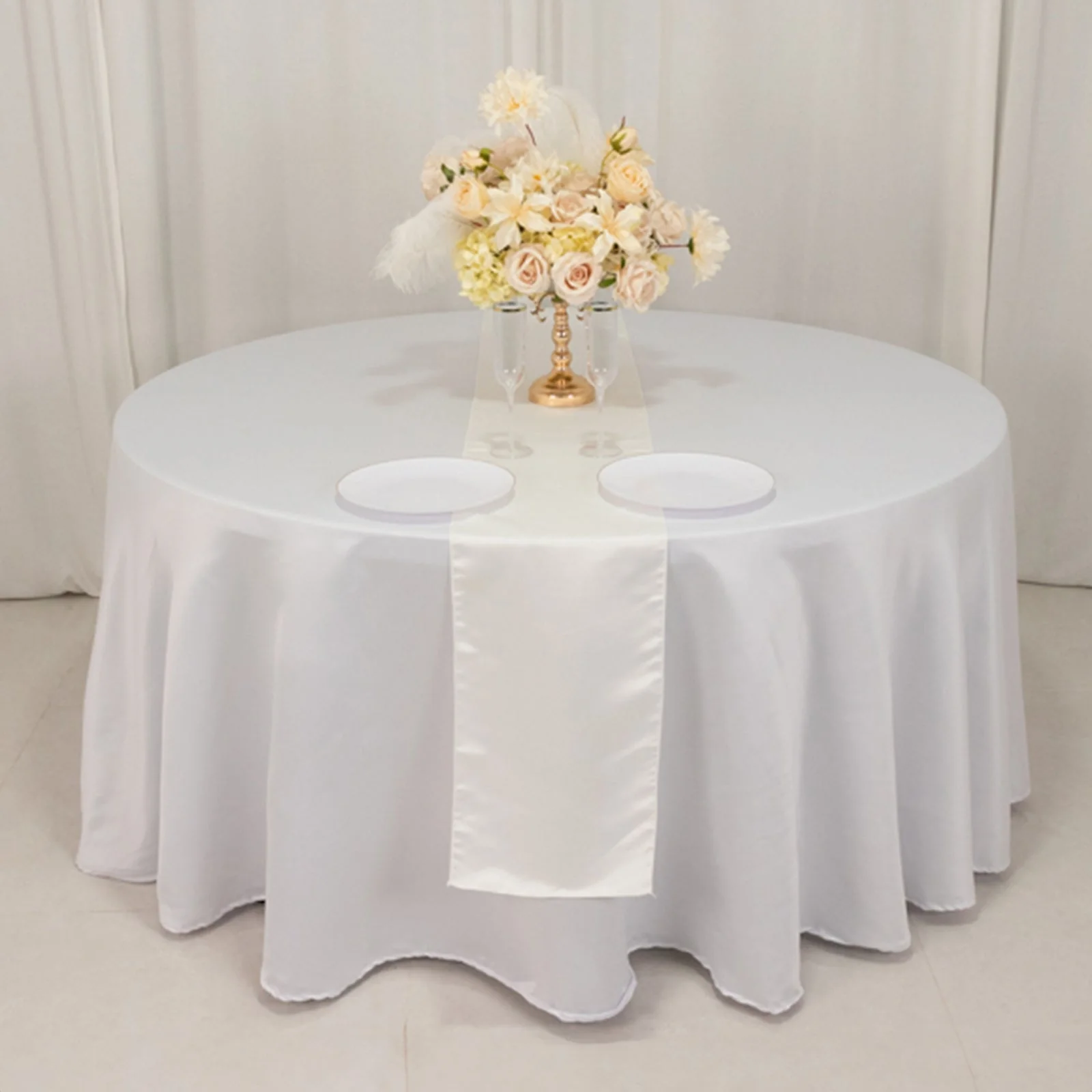 Lamour Satin Table Runner 12"x108" Ivory - Lustrous Wedding Decor - Image 9