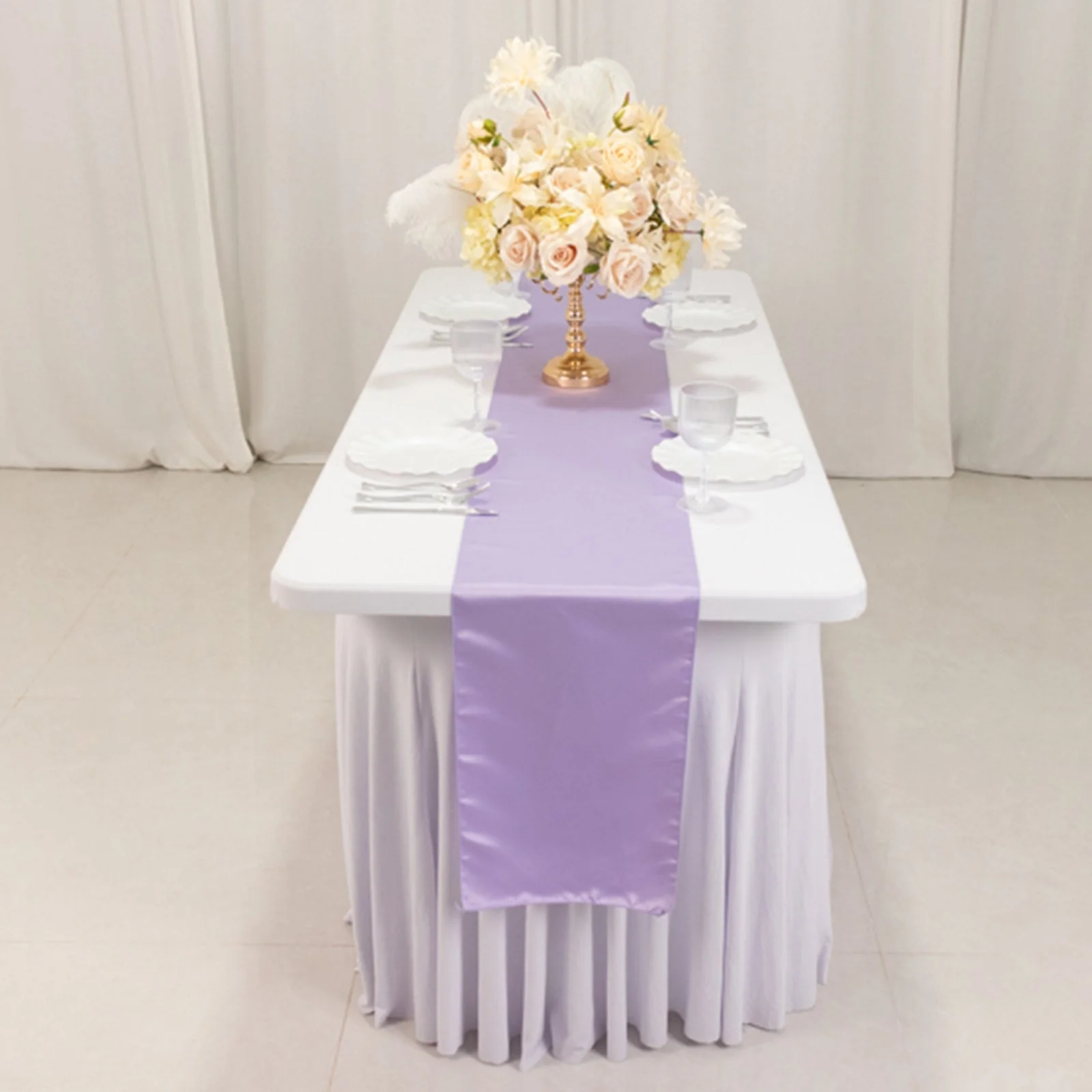 Lamour Satin Table Runner 12"x108" Lavender Lilac - Lustrous Wedding Decor - Image 8
