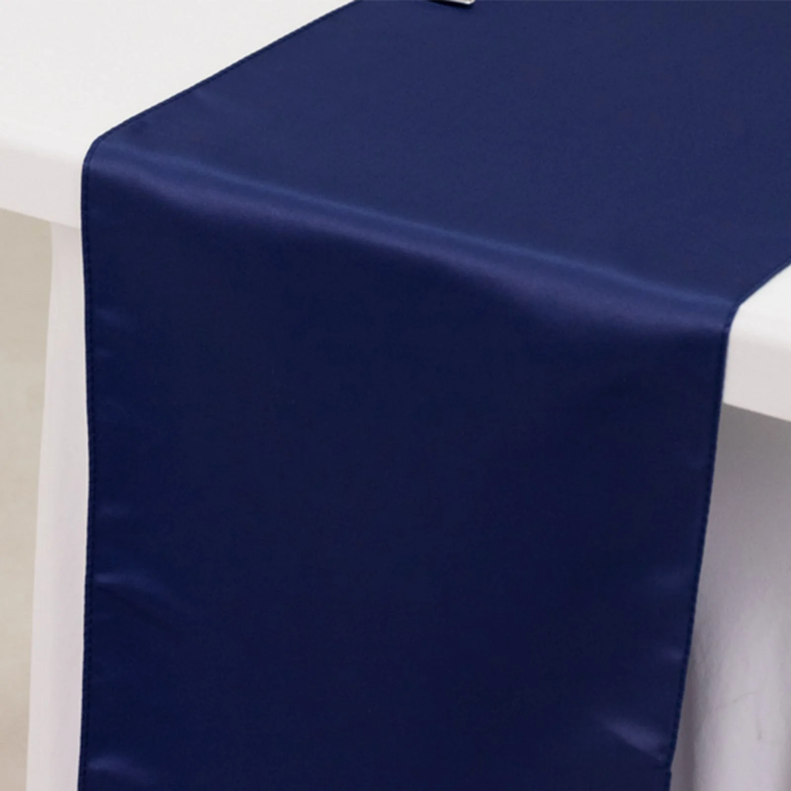 Lamour Satin Table Runner 12"x108" Navy Blue - Lustrous Wedding Decor - Image 7