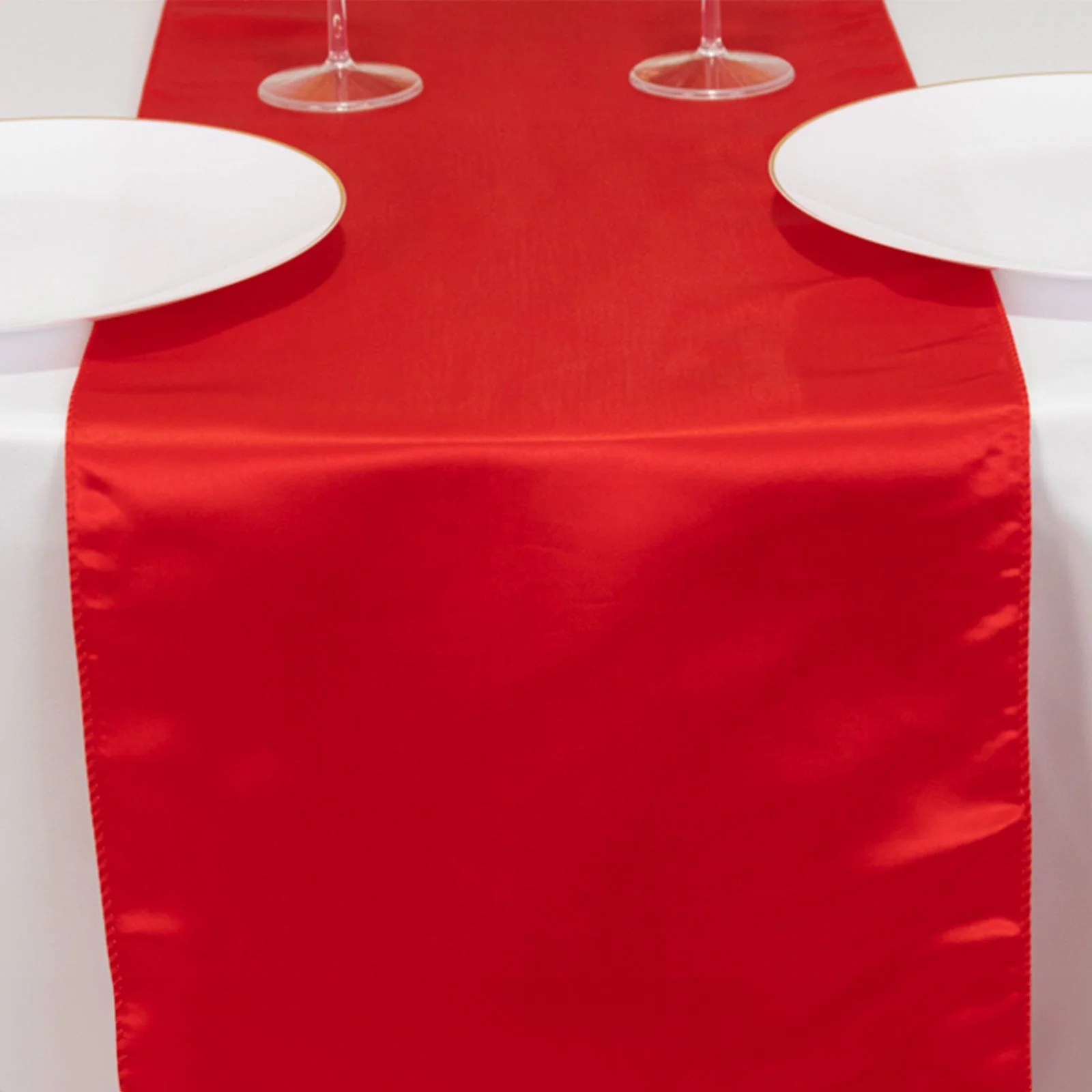 Lamour Satin Table Runner 12"x108" Red - Lustrous Wedding Decor