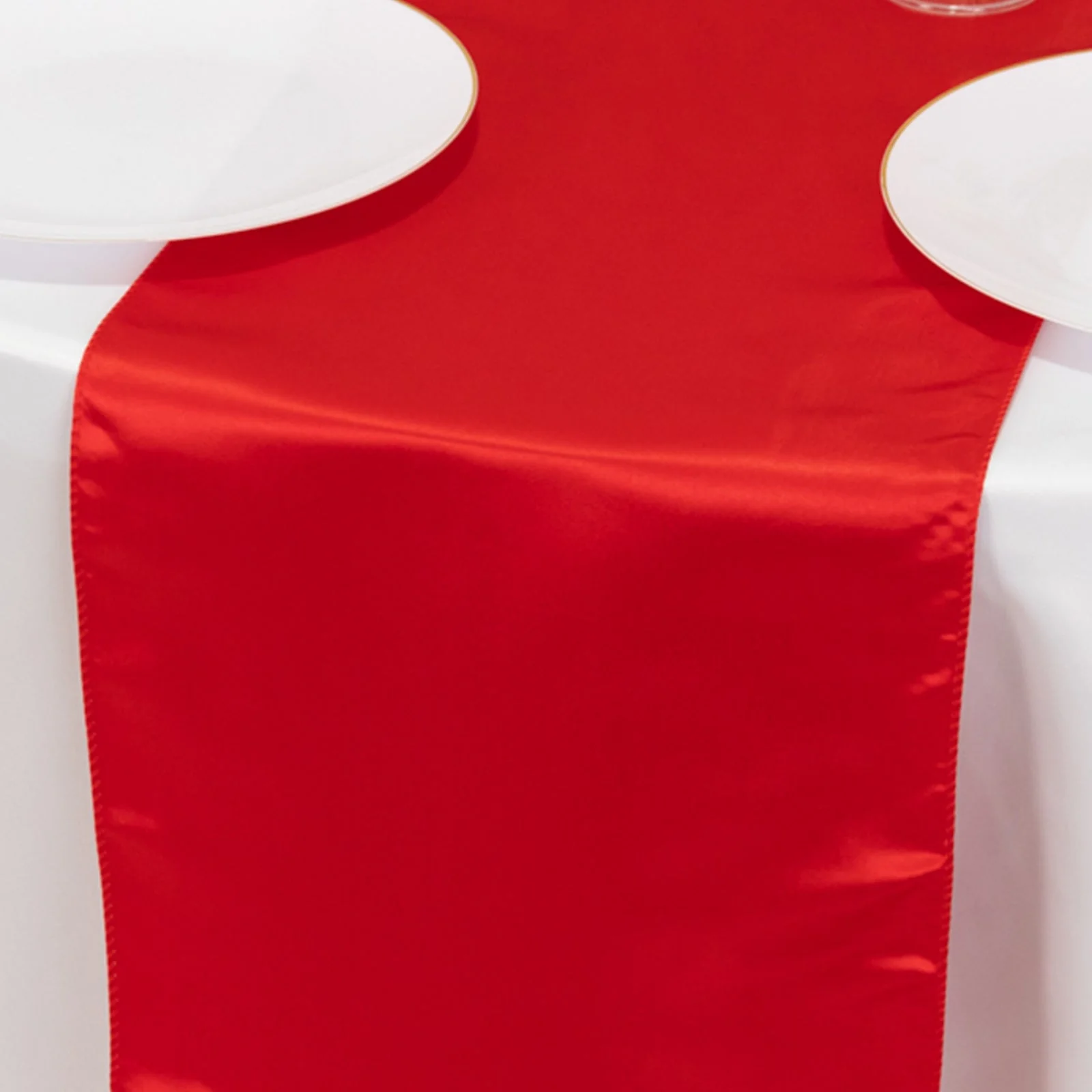 Lamour Satin Table Runner 12"x108" Red - Lustrous Wedding Decor - Image 3