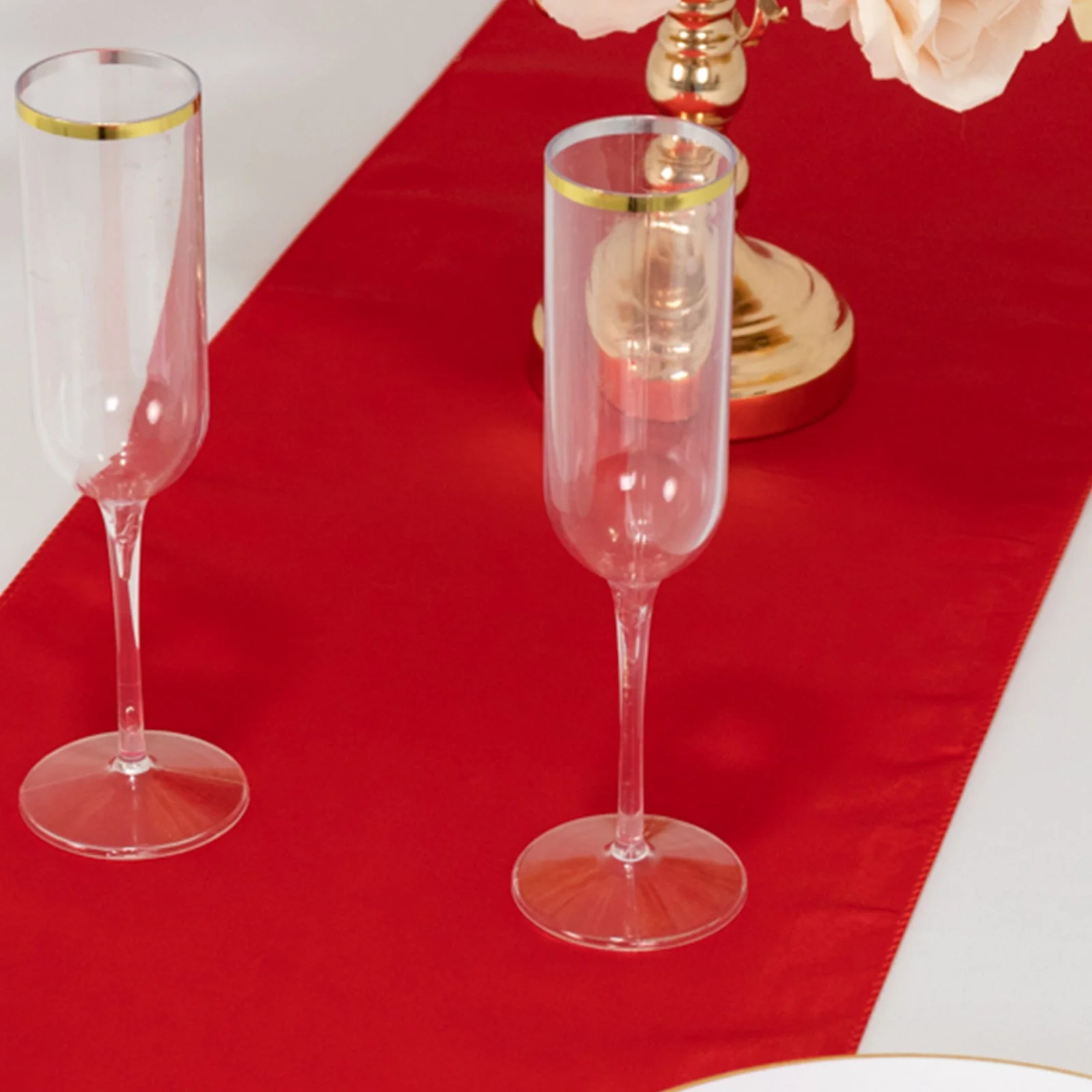 Lamour Satin Table Runner 12"x108" Red - Lustrous Wedding Decor - Image 7