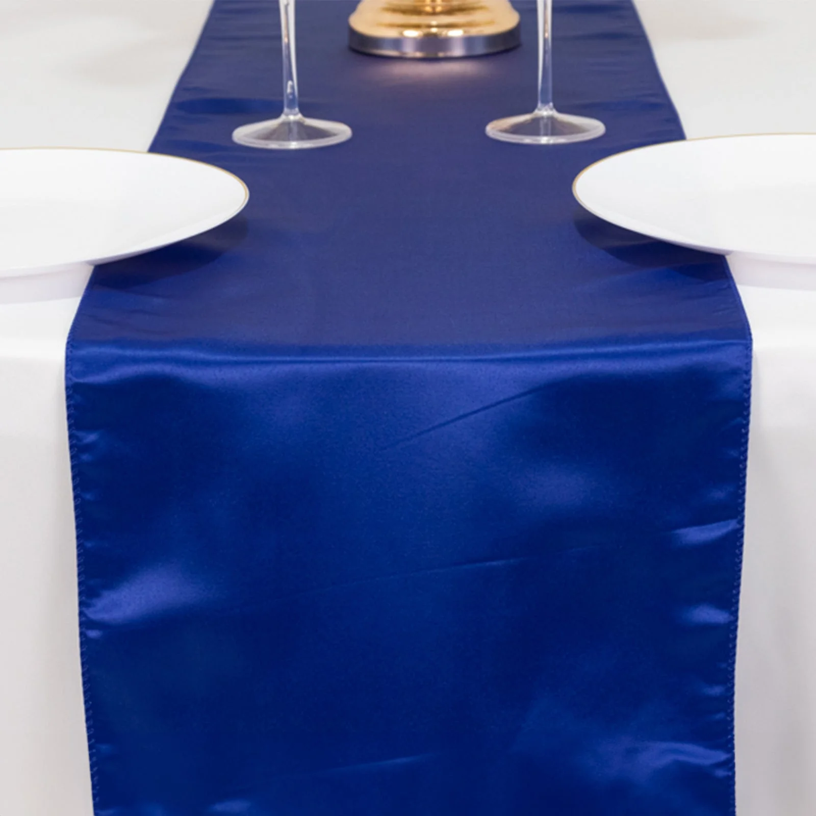 Lamour Satin Table Runner 12"x108" Royal Blue - Lustrous Wedding Decor