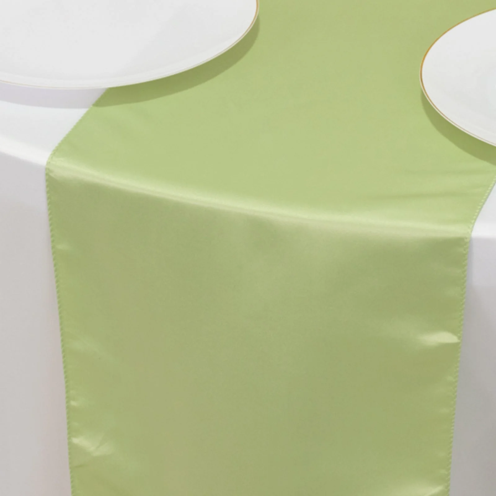 Lamour Satin Table Runner 12"x108" Sage Green - Lustrous Wedding Decor - Image 3
