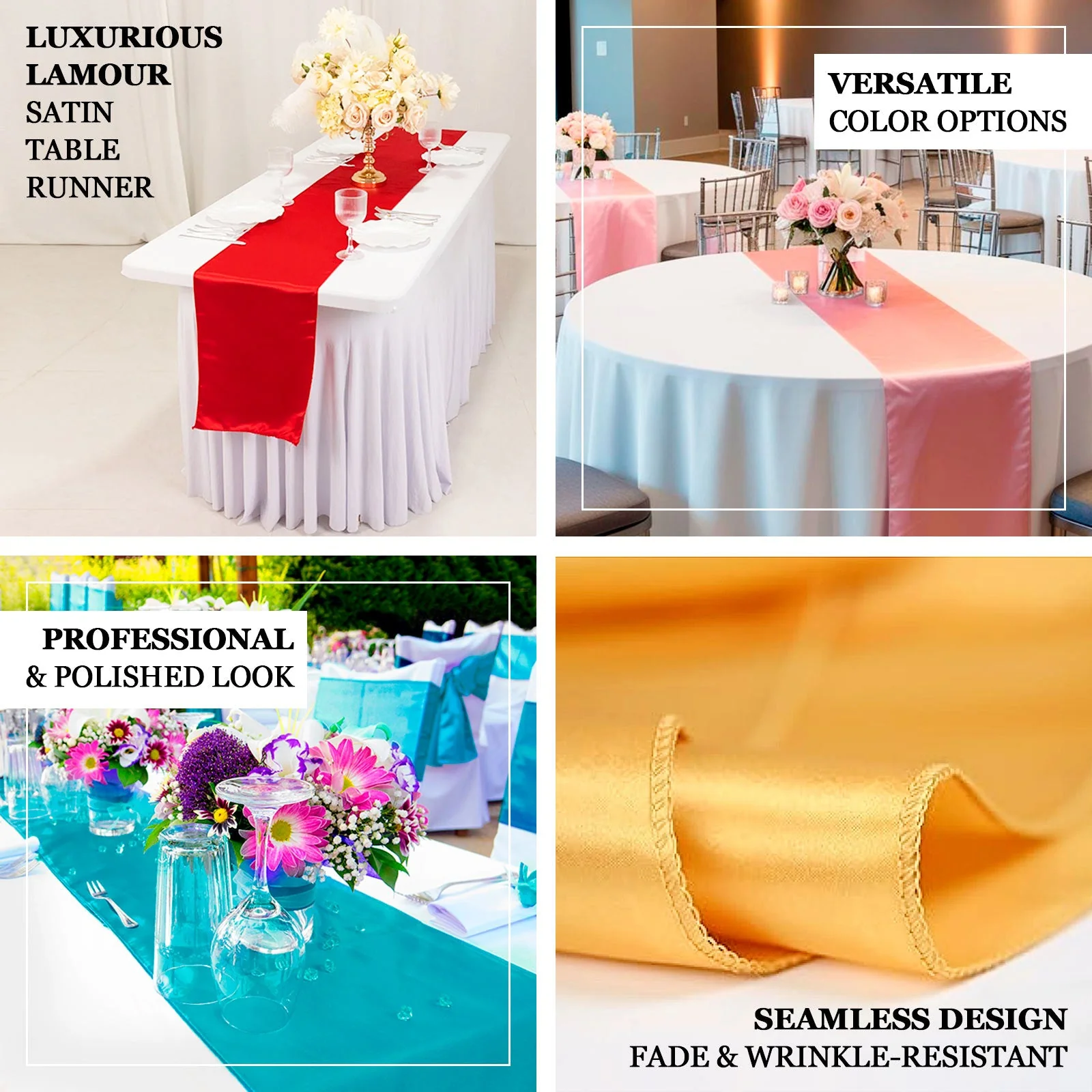 Lamour Satin Table Runner 12"x108" Sage Green - Lustrous Wedding Decor - Image 4