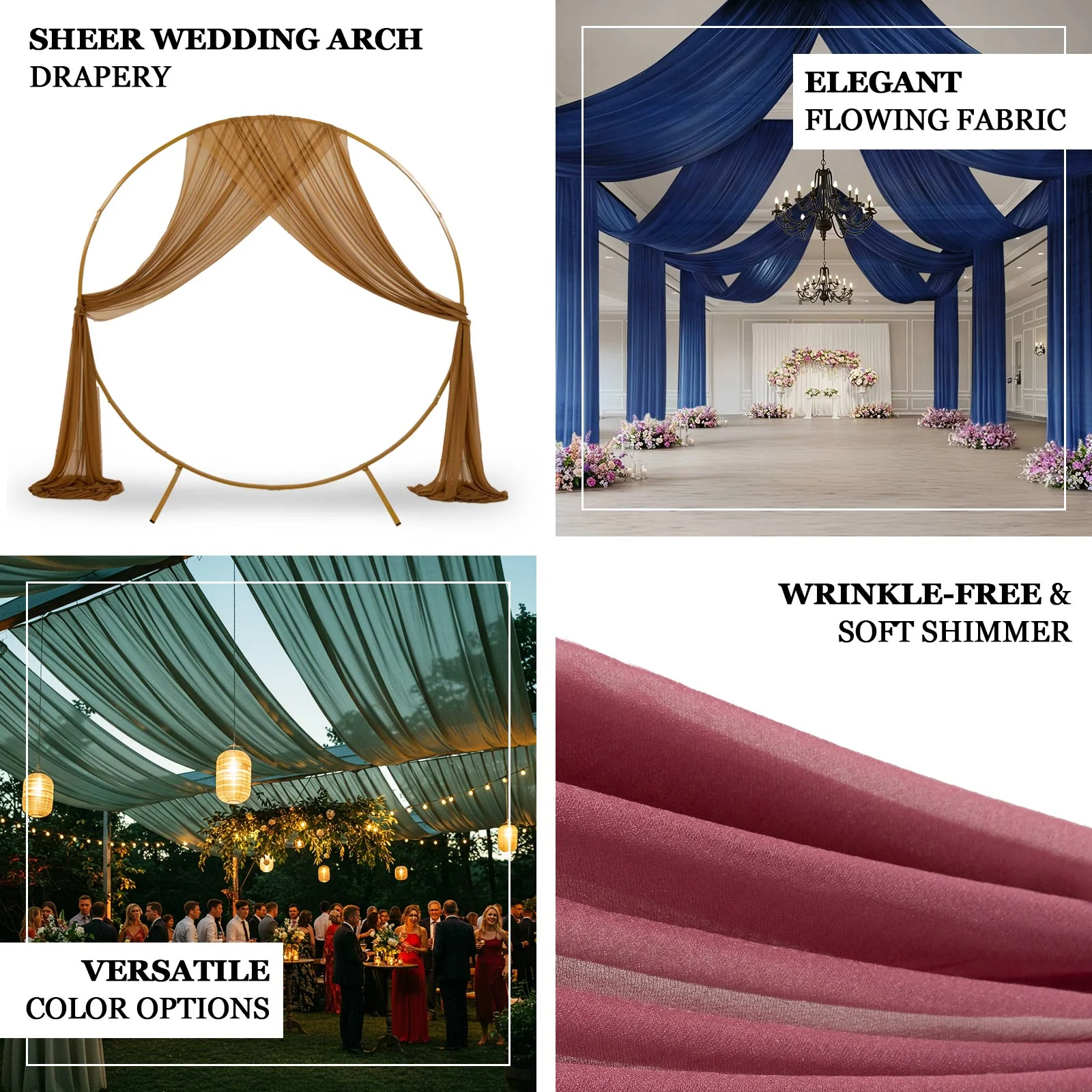 Sheer Wedding Arch Drape – 5ftx32ft Lavender Lilac Sheer Curtain Backdrop, Ceiling Drapery Panel - Image 4
