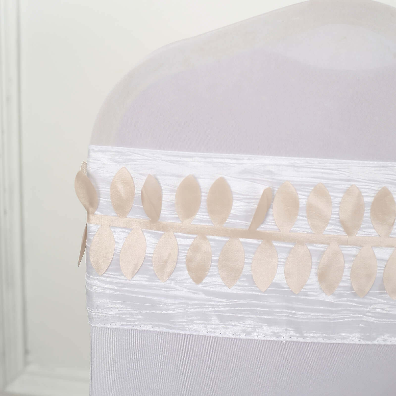 Leaf Petal Taffeta Ribbon Sash Beige 50ft 4" - Artificial DIY Fabric Garland - Image 11