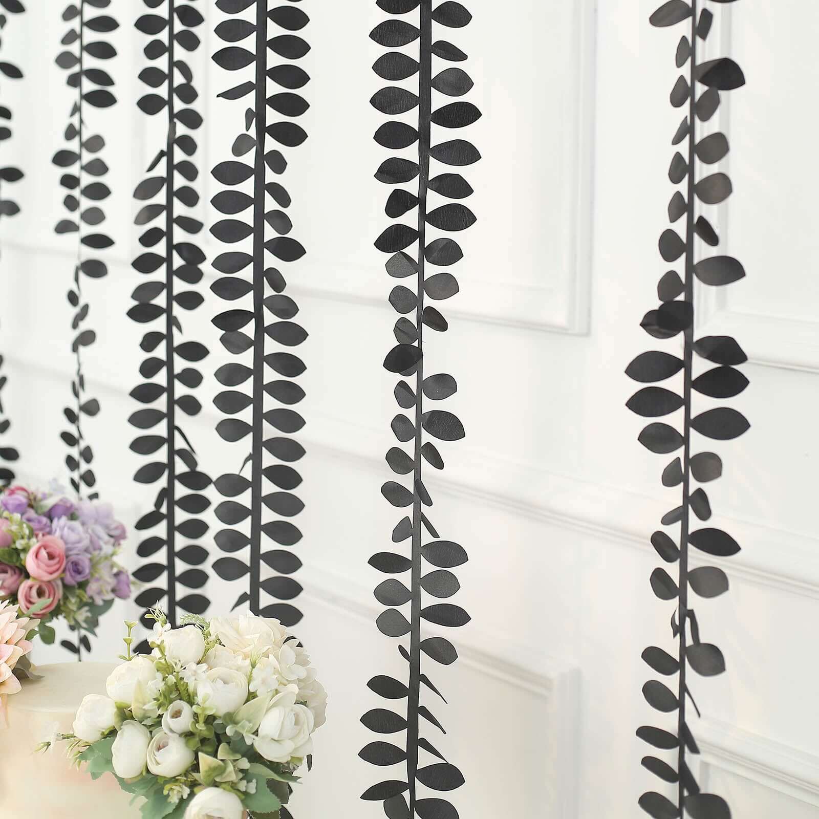 Leaf Petal Taffeta Ribbon Sash Black 50ft 4" - Artificial DIY Fabric Garland - Image 5