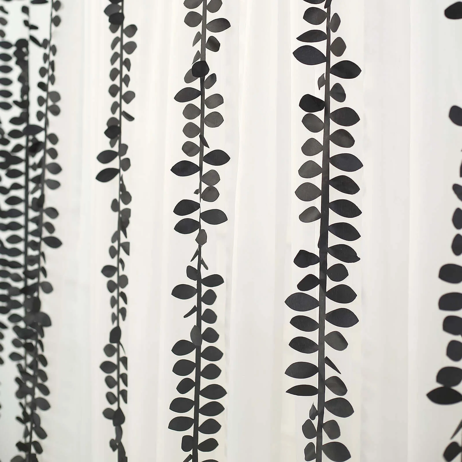 Leaf Petal Taffeta Ribbon Sash Black 50ft 4" - Artificial DIY Fabric Garland - Image 6