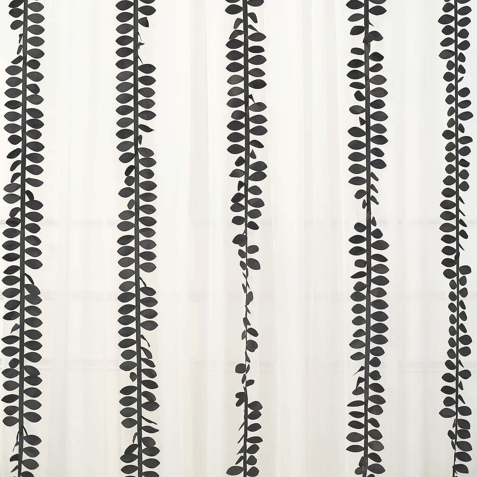 Leaf Petal Taffeta Ribbon Sash Black 50ft 4" - Artificial DIY Fabric Garland - Image 8