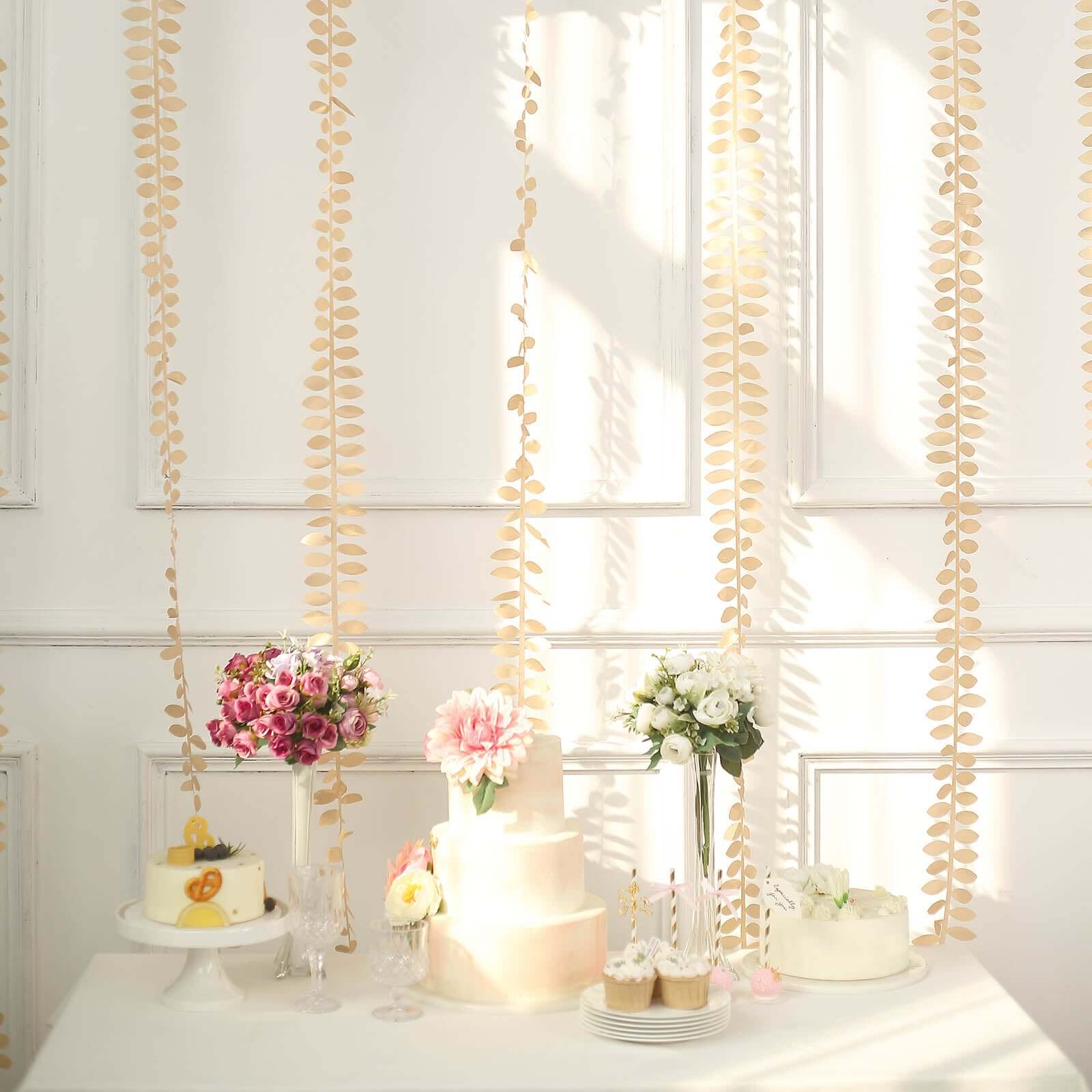 Leaf Petal Taffeta Ribbon Sash Champagne 50ft 4" - Artificial DIY Fabric Garland - Image 9