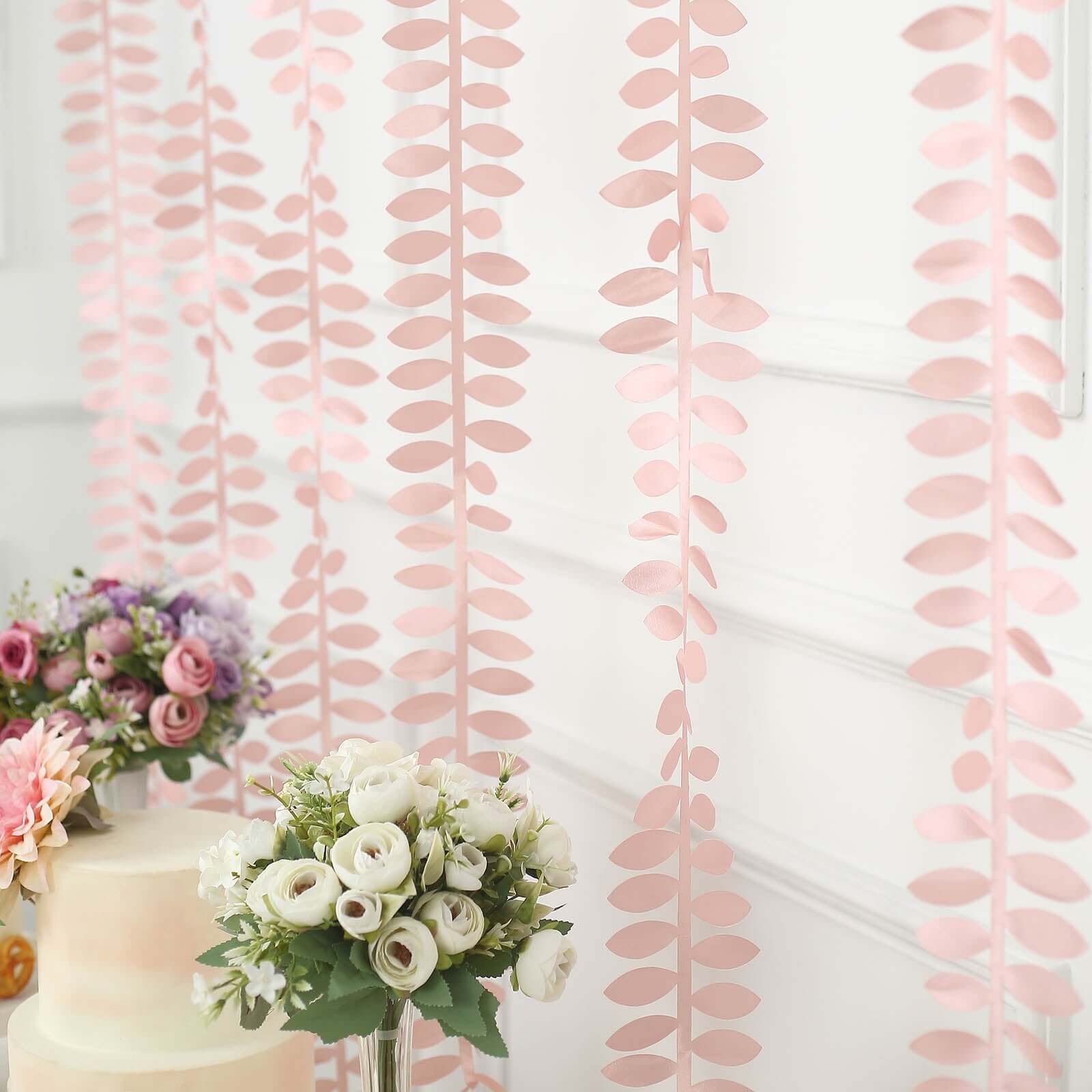 Leaf Petal Taffeta Ribbon Sash Dusty Rose 50ft 4" - Artificial DIY Fabric Garland - Image 5