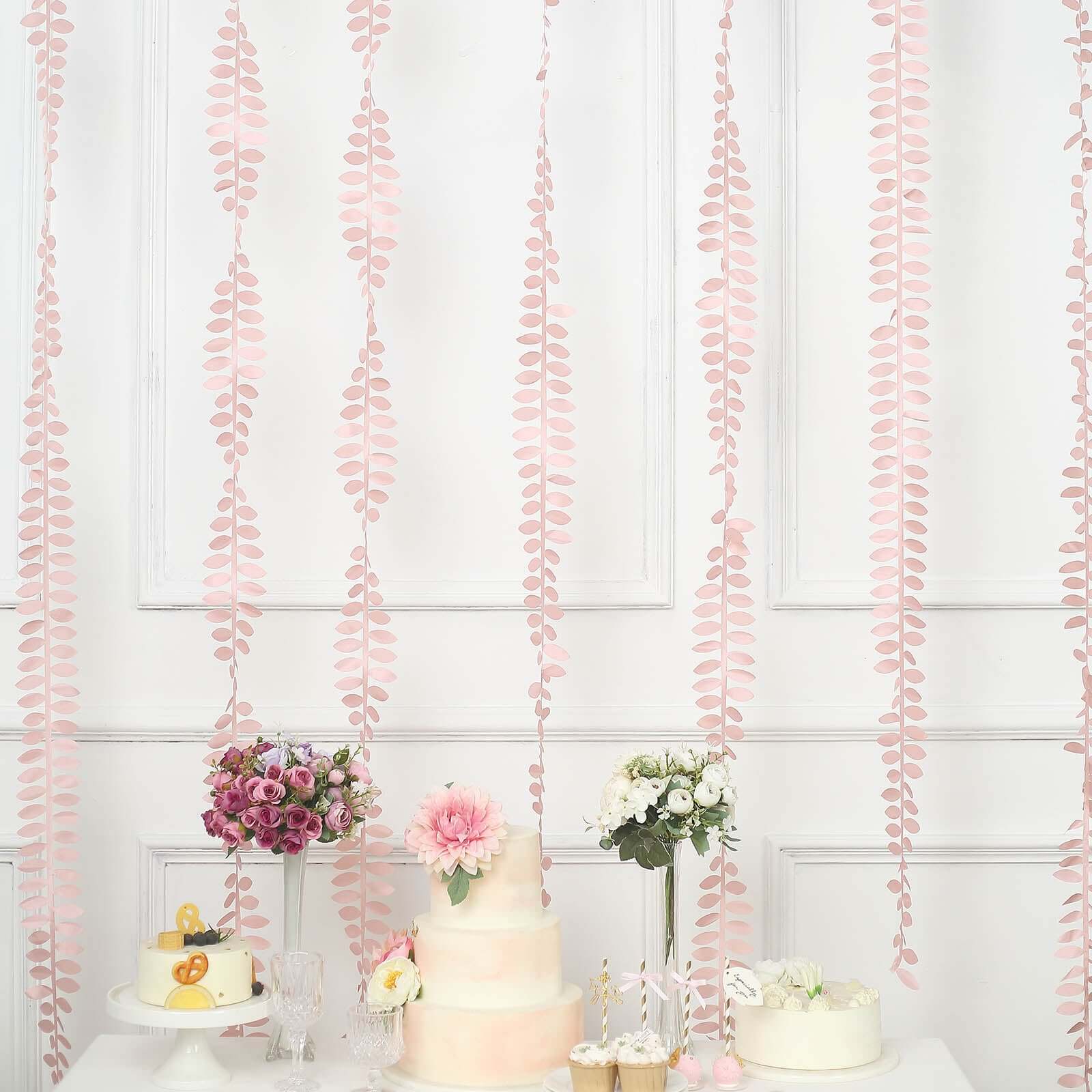 Leaf Petal Taffeta Ribbon Sash Dusty Rose 50ft 4" - Artificial DIY Fabric Garland - Image 7
