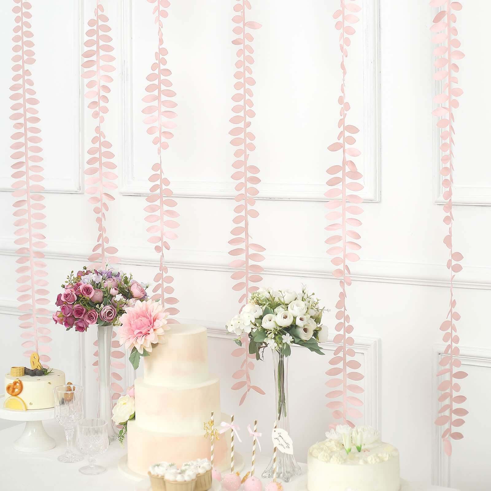 Leaf Petal Taffeta Ribbon Sash Dusty Rose 50ft 4" - Artificial DIY Fabric Garland - Image 8