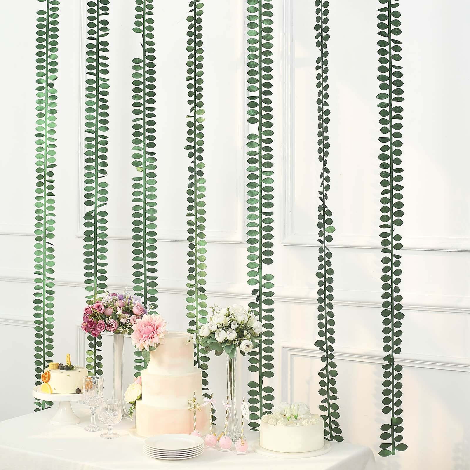 Leaf Petal Taffeta Ribbon Sash Green 50ft 4" - Artificial DIY Fabric Garland - Image 10