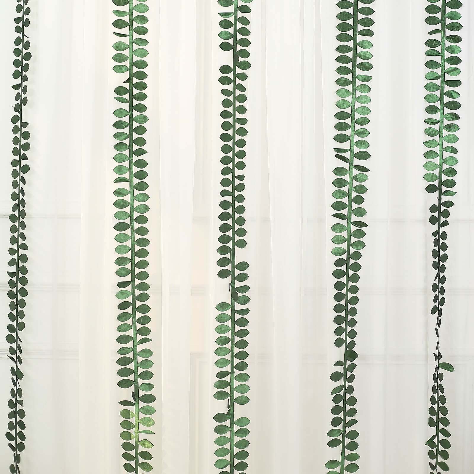 Leaf Petal Taffeta Ribbon Sash Green 50ft 4" - Artificial DIY Fabric Garland - Image 8
