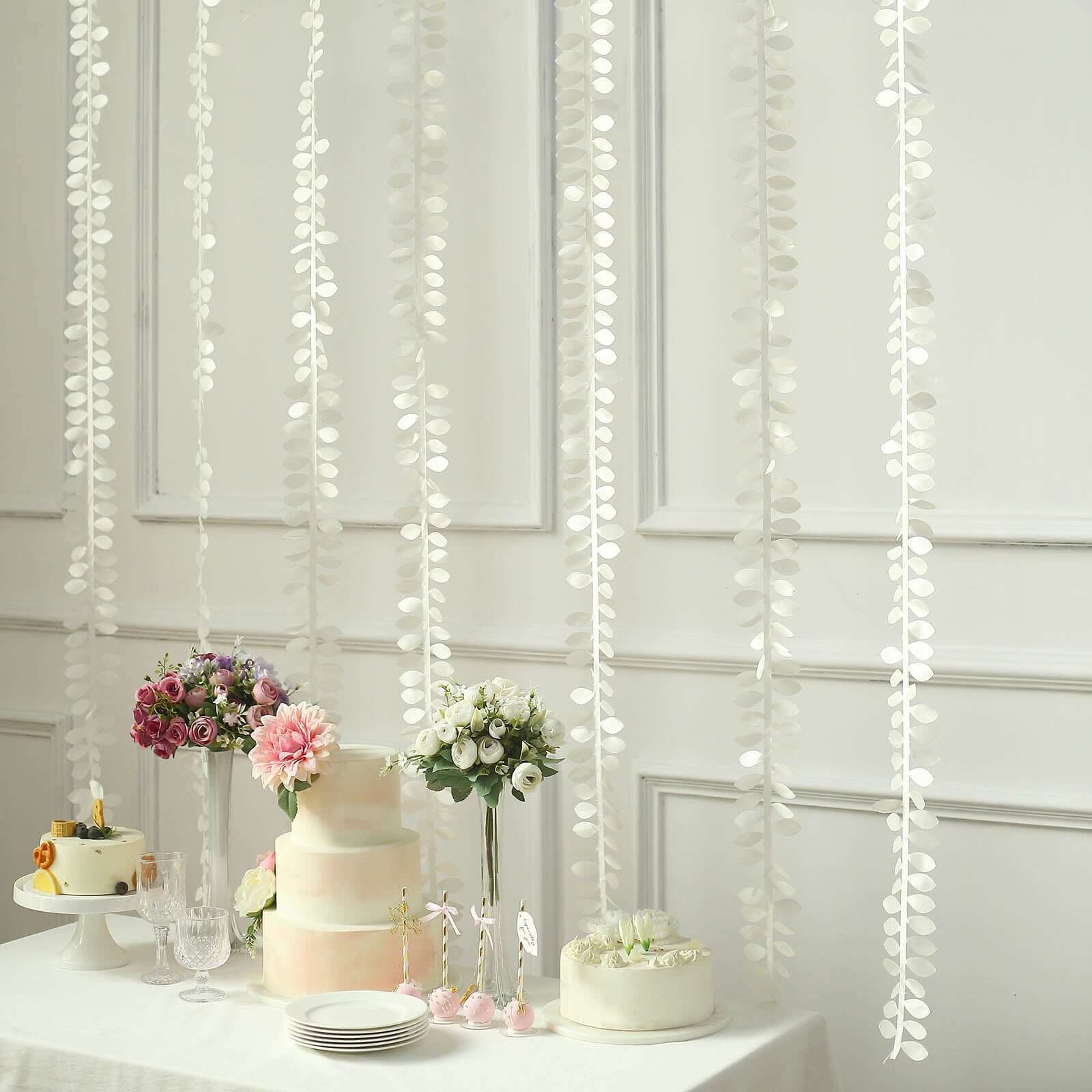 Leaf Petal Taffeta Ribbon Sash Ivory 50ft 4" - Artificial DIY Fabric Garland - Image 10