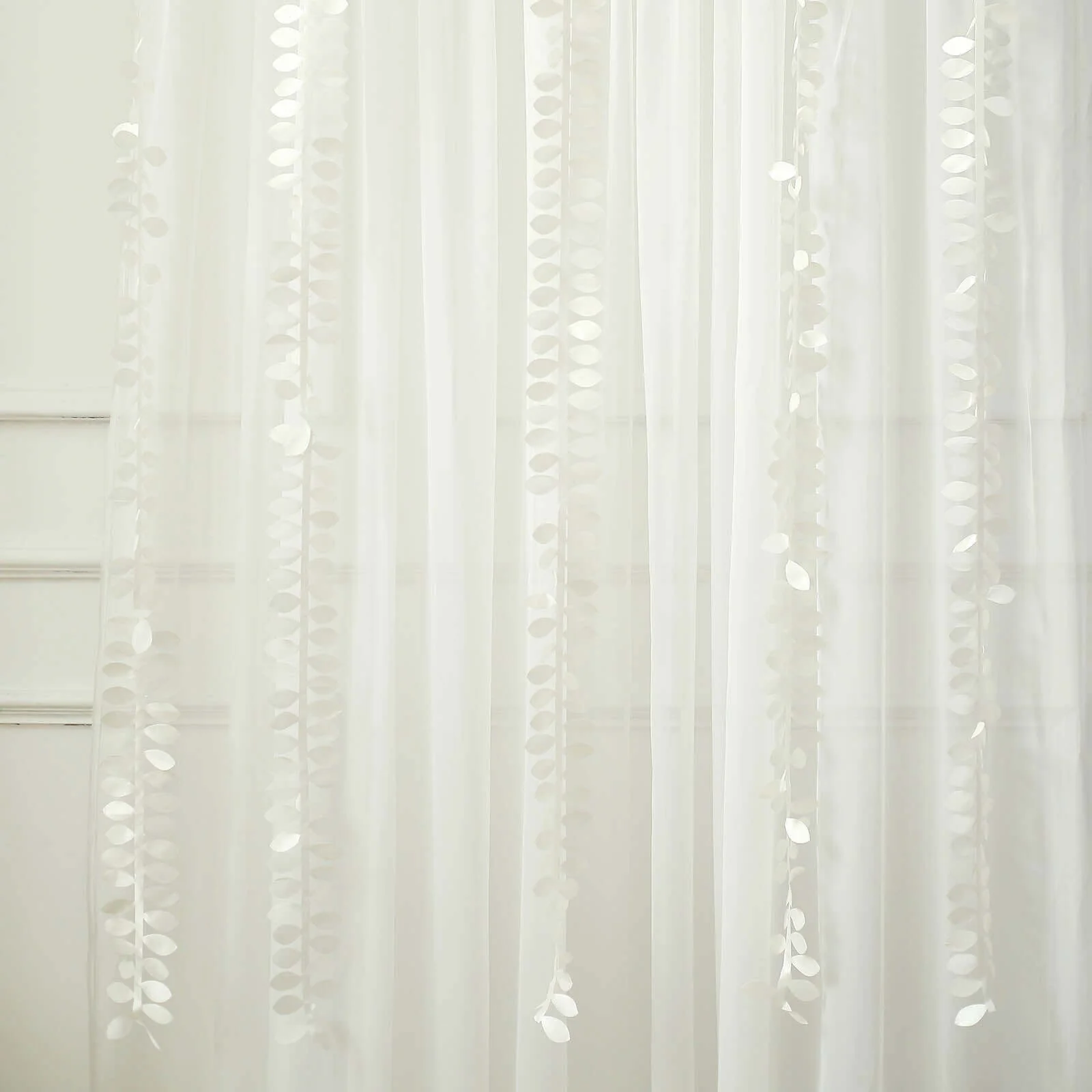 Leaf Petal Taffeta Ribbon Sash Ivory 50ft 4" - Artificial DIY Fabric Garland - Image 8