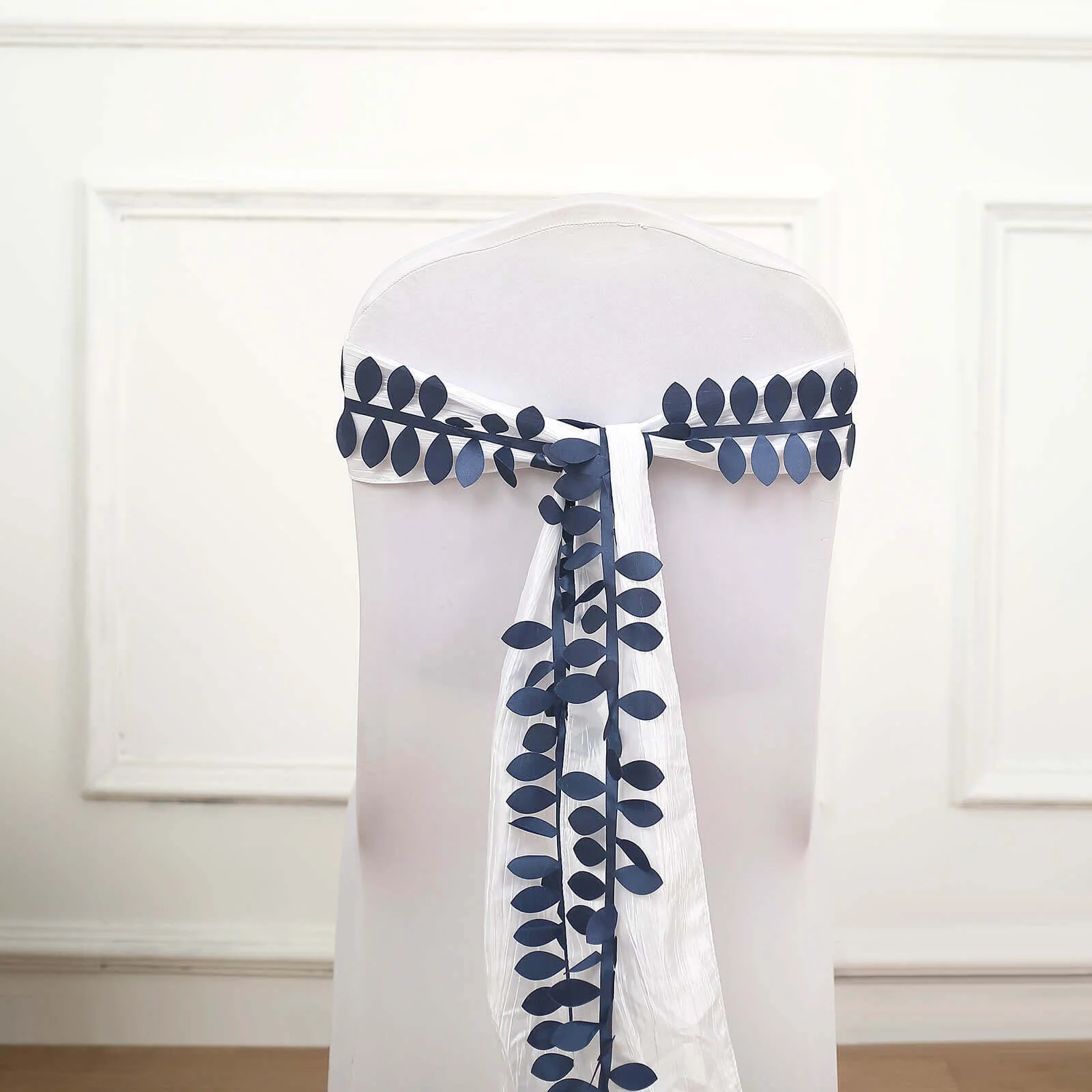 Leaf Petal Taffeta Ribbon Sash Navy Blue 50ft 4" - Artificial DIY Fabric Garland - Image 10