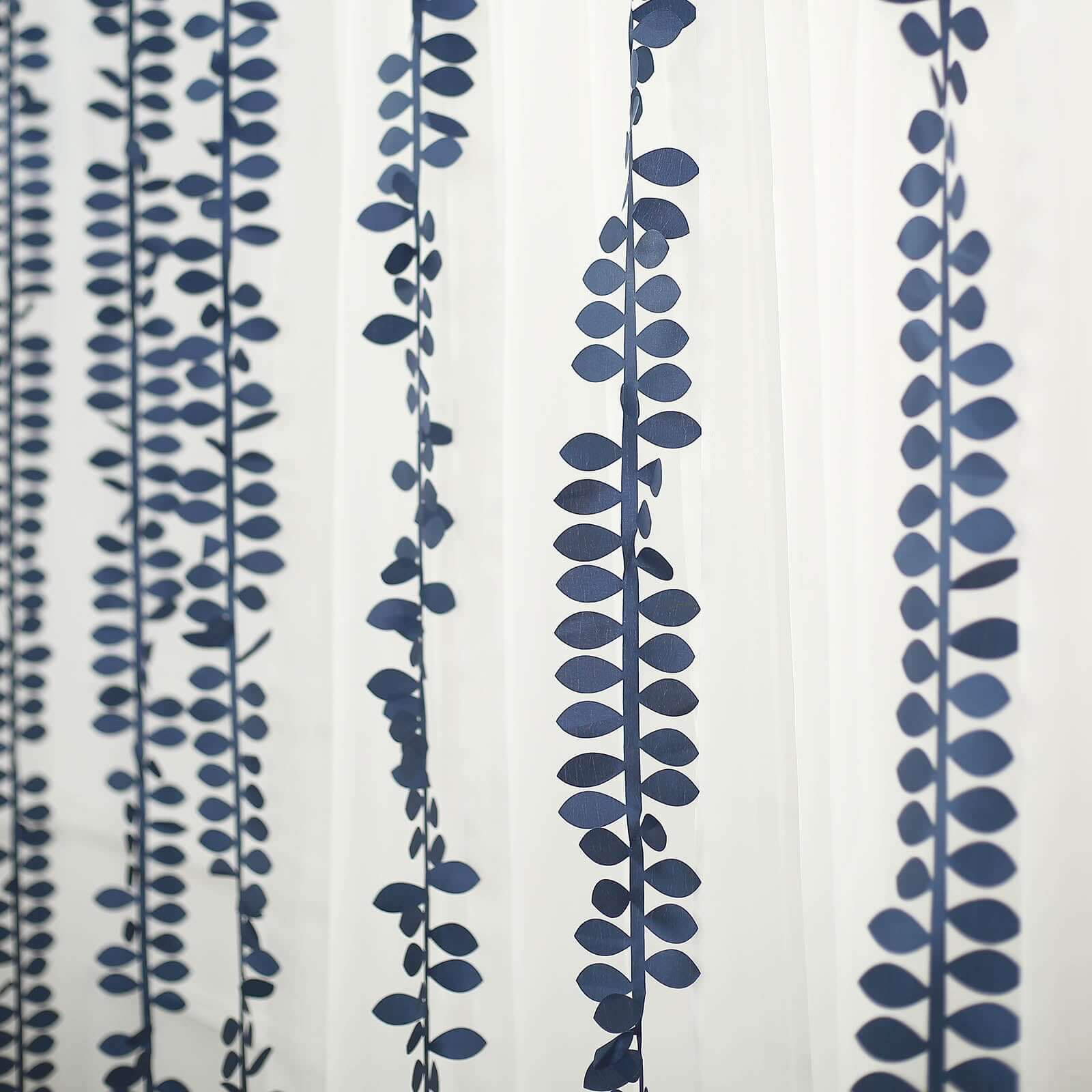 Leaf Petal Taffeta Ribbon Sash Navy Blue 50ft 4" - Artificial DIY Fabric Garland - Image 4