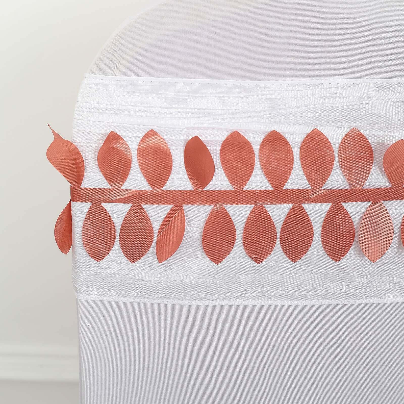 Leaf Petal Taffeta Ribbon Sash Terracotta (Rust) 50ft 4" - Artificial DIY Fabric Garland - Image 11
