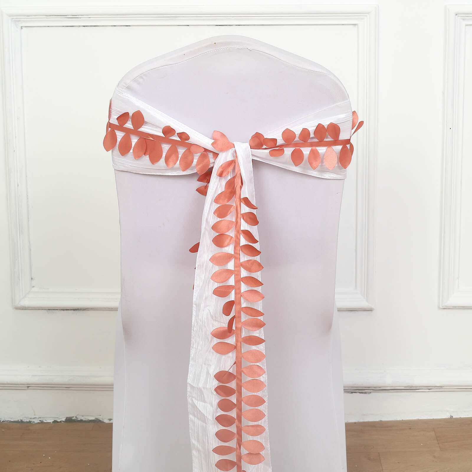 Leaf Petal Taffeta Ribbon Sash Terracotta (Rust) 50ft 4" - Artificial DIY Fabric Garland - Image 2